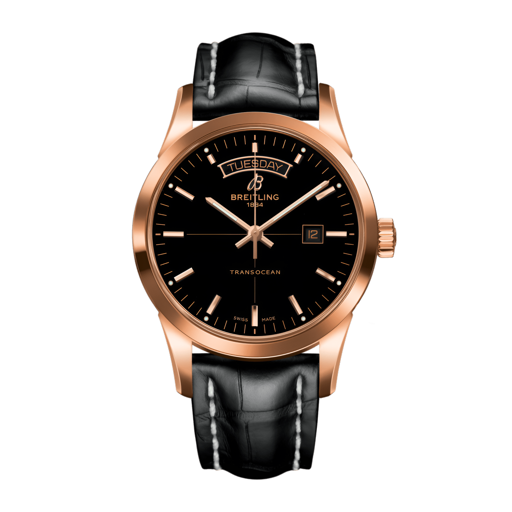 Image of Transocean Day & Date Rose Gold Black Dial 43mm