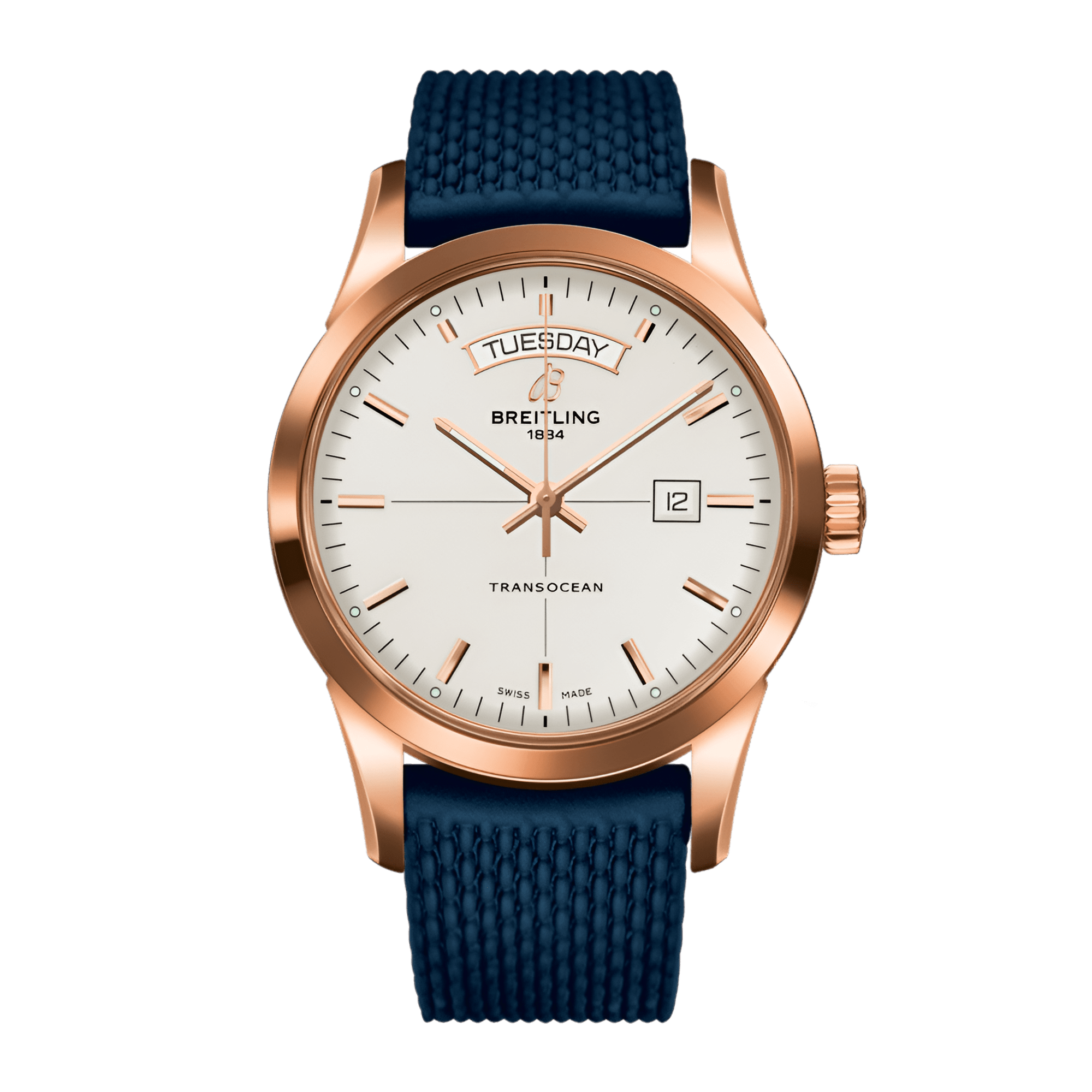 Image of Transocean Day & Date Rose Gold Silver Dial 43mm