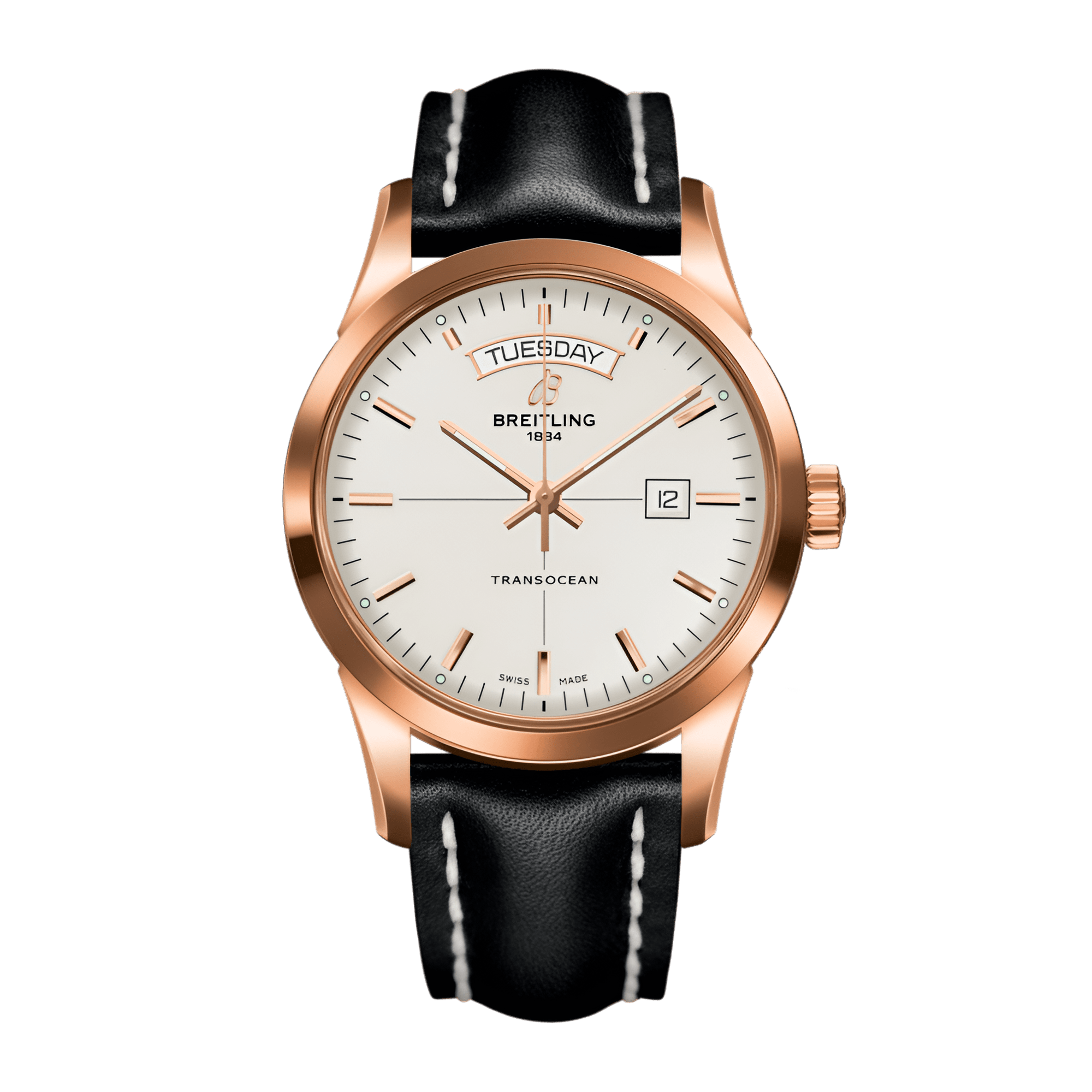 Image of Transocean Day & Date Rose Gold Silver Dial 43mm