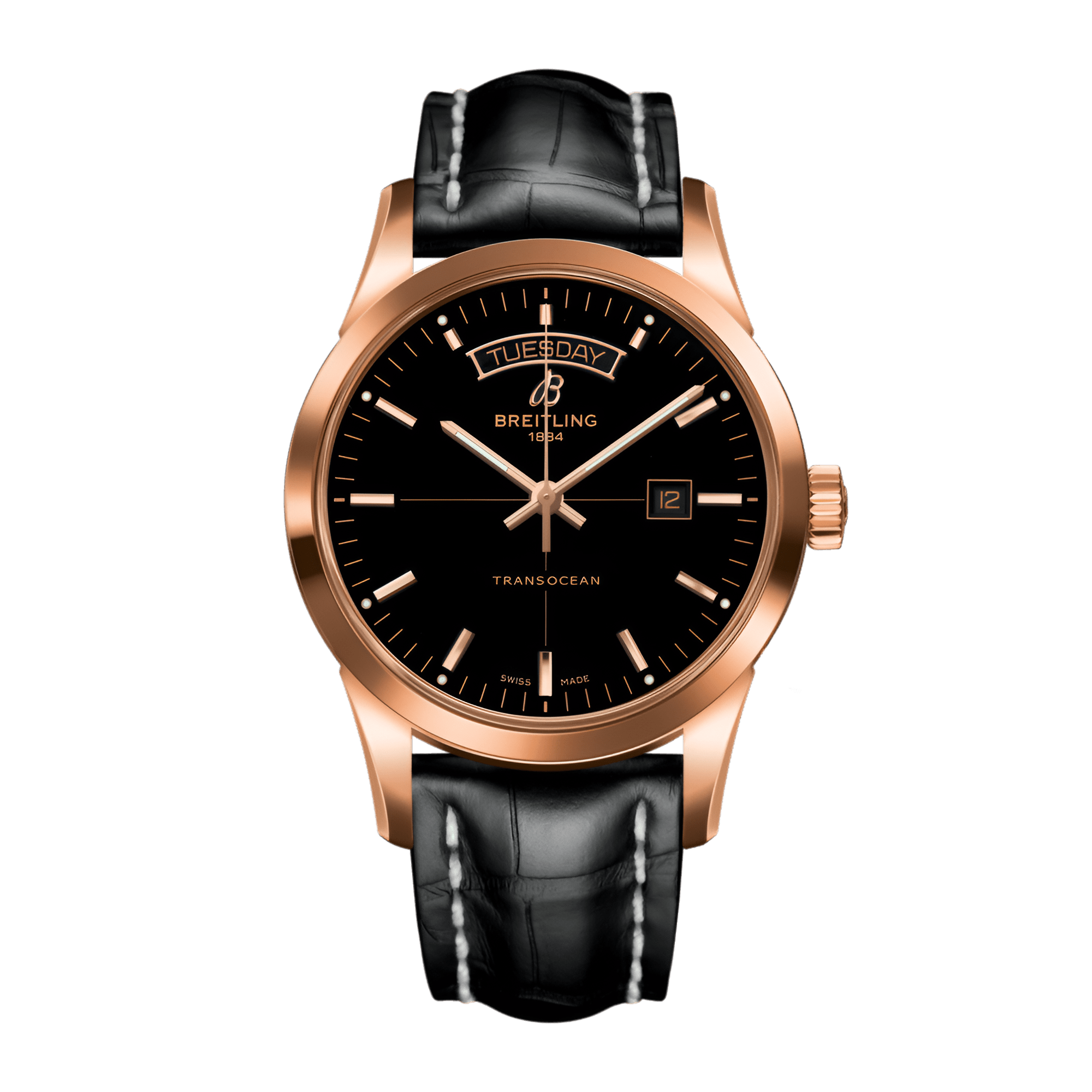 Image of Transocean Day & Date Rose Gold Black Dial 43mm