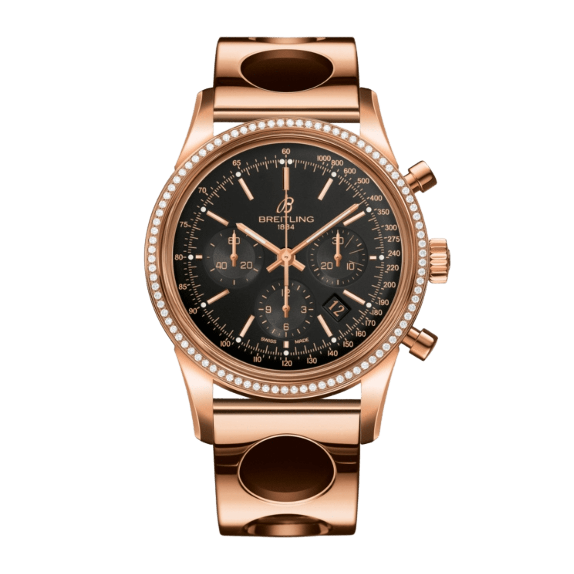 Image of Transocean Chronograph Rose Gold Black Dial 43mm