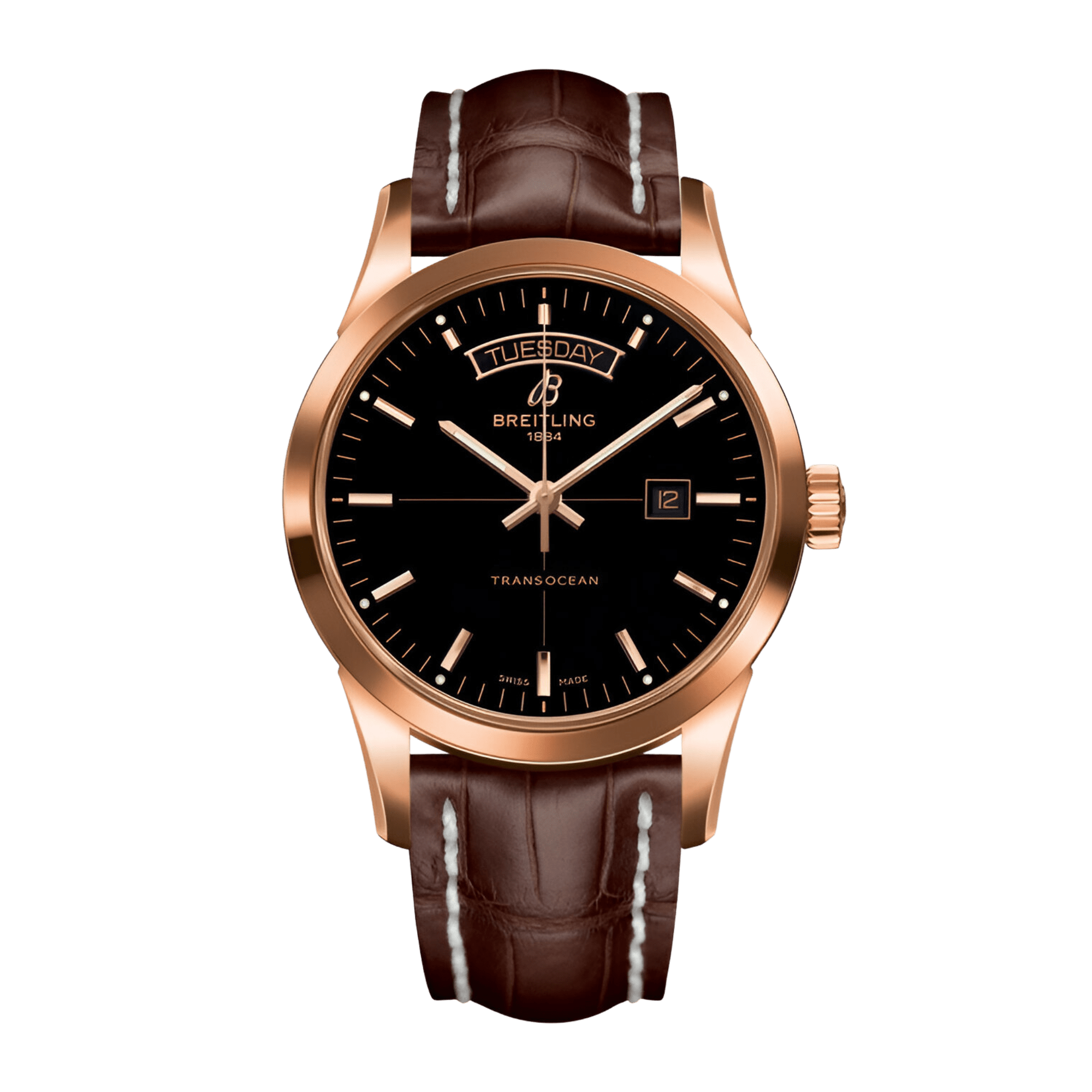 Image of Transocean Day & Date Rose Gold Black Dial 43mm
