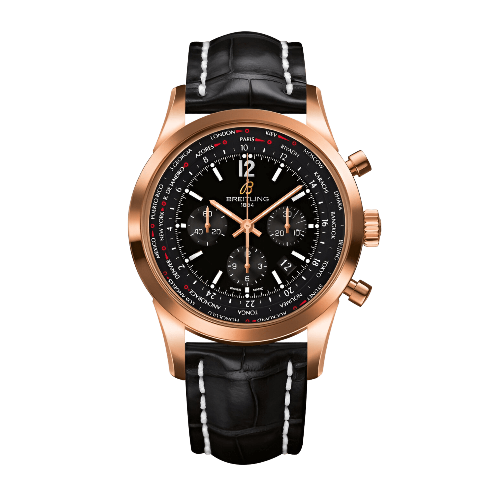 Image of Transocean Chronograph Rose Gold Black Dial 46mm