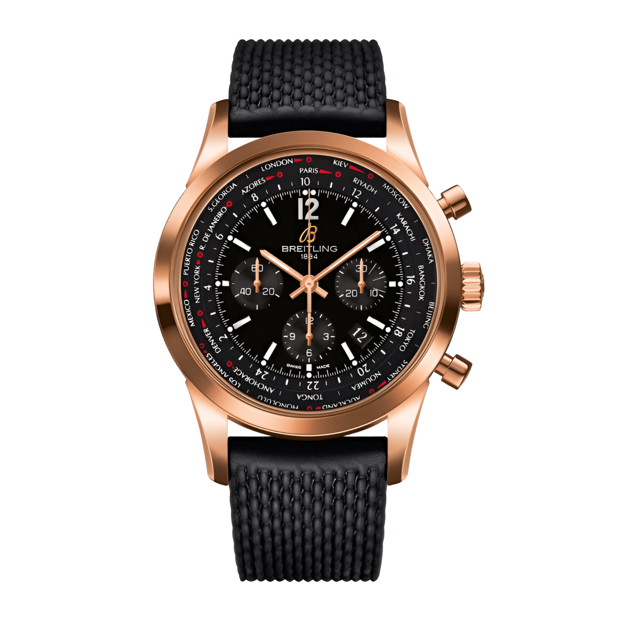 Image of Transocean Chronograph Rose Gold Black Dial 46mm