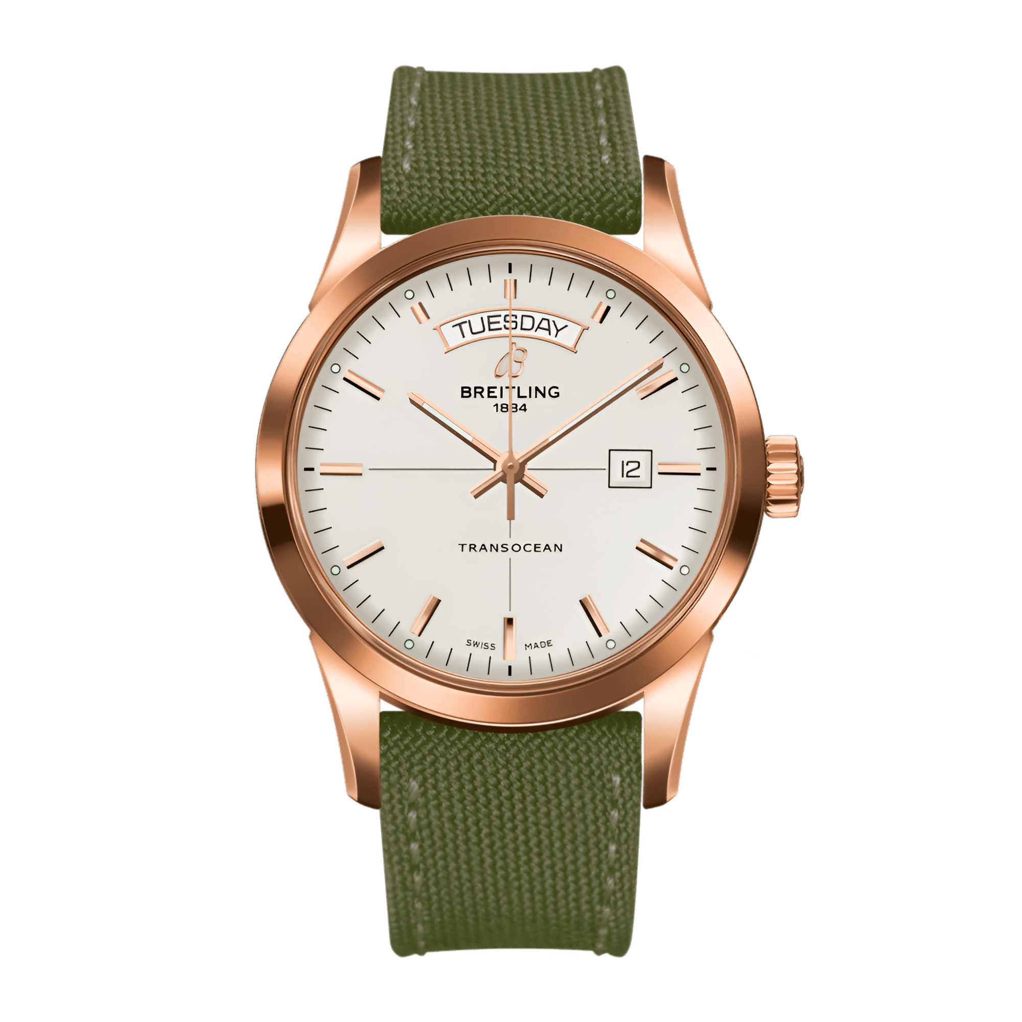 Image of Transocean Day & Date Rose Gold Silver Dial 43mm