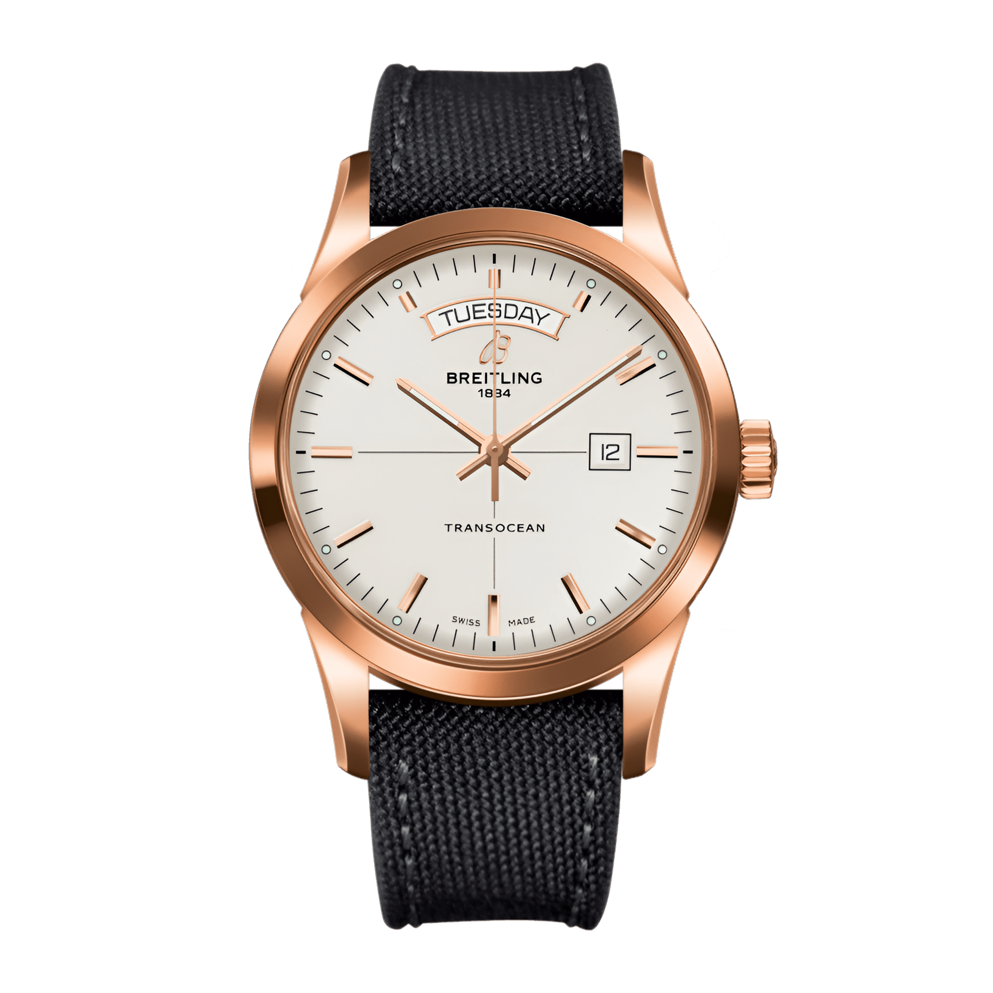 Image of Transocean Day & Date Rose Gold Silver Dial 43mm