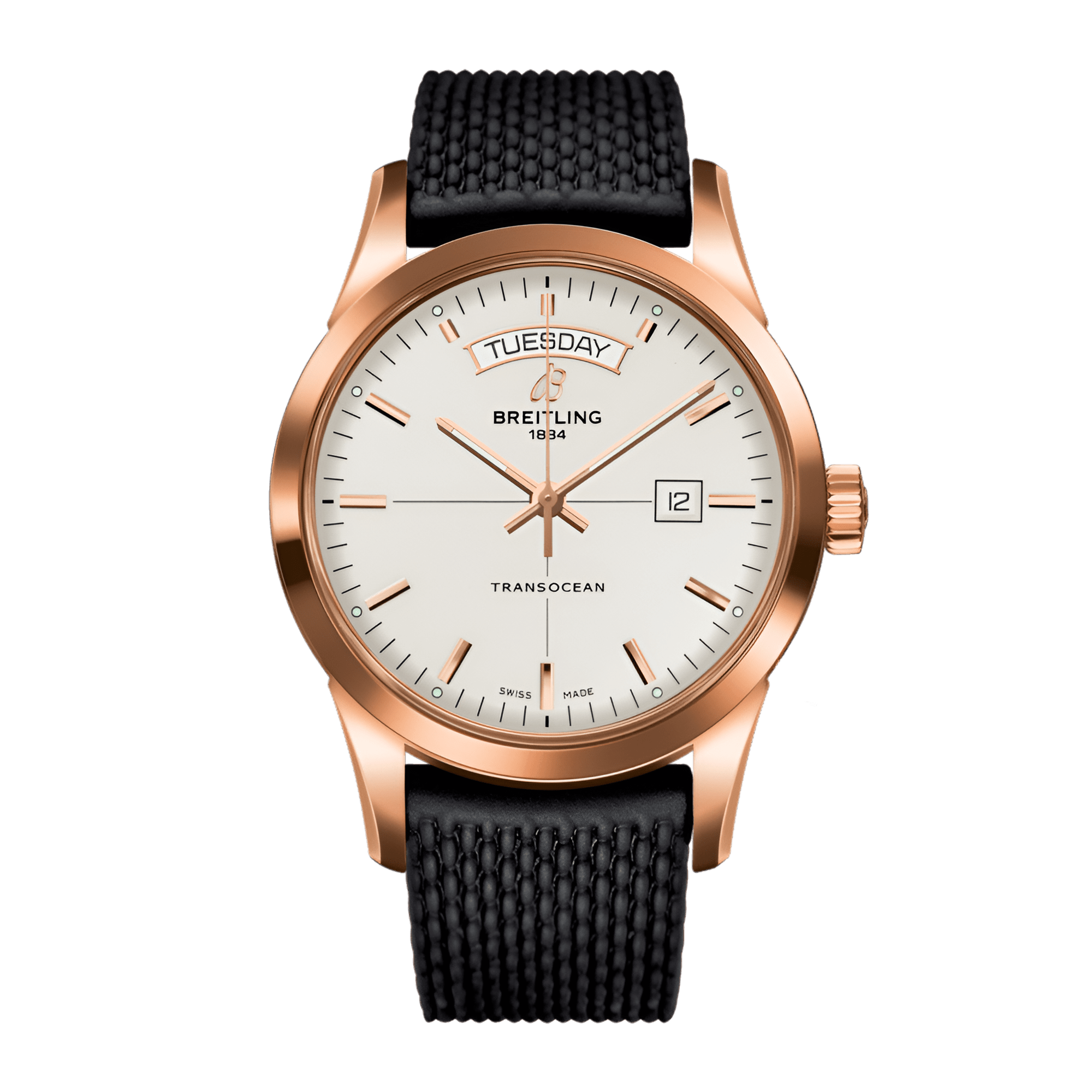 Image of Transocean Day & Date Rose Gold Silver Dial 43mm