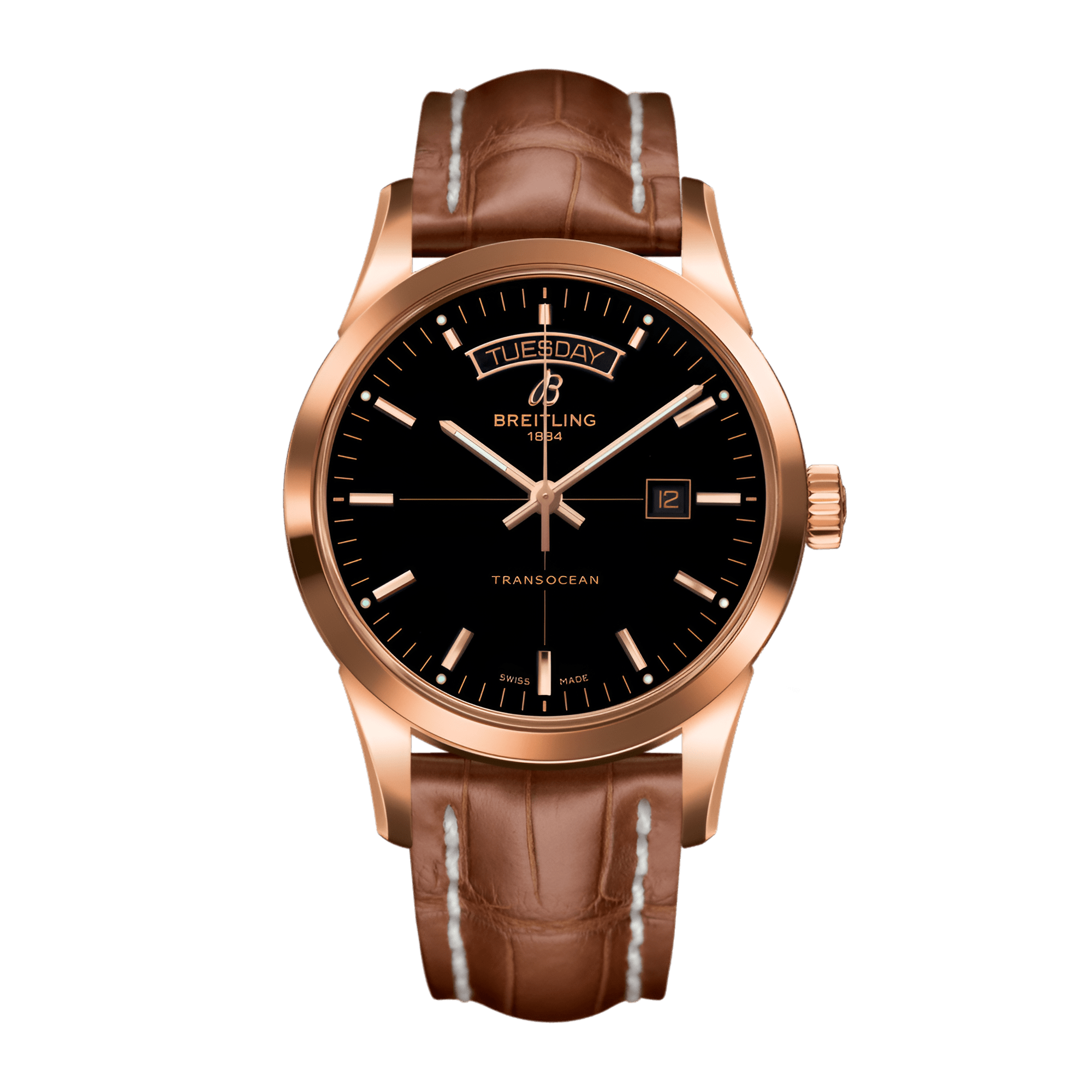 Image of Transocean Day & Date Rose Gold Black Dial 43mm