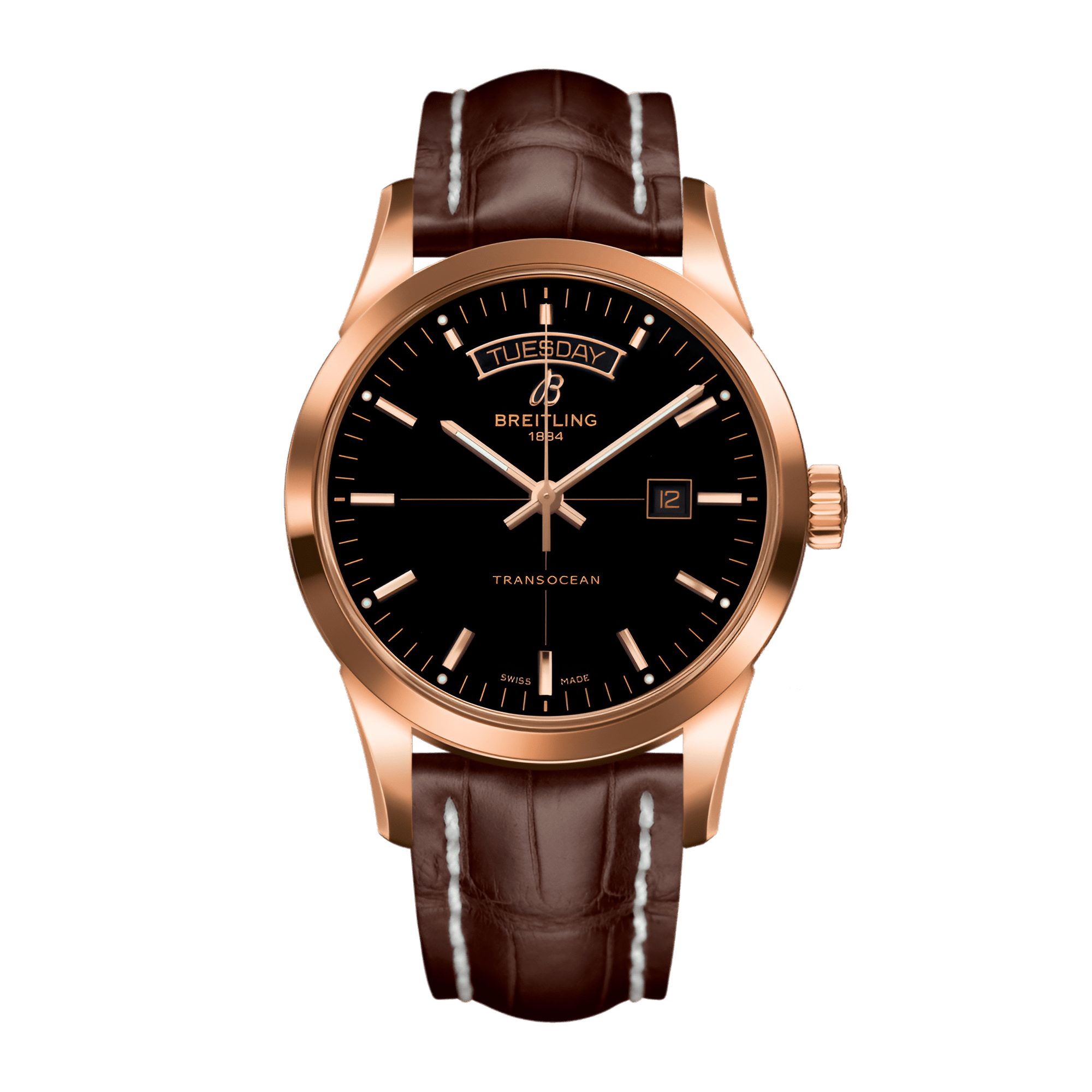 Image of Transocean Day & Date Rose Gold Black Dial 43mm
