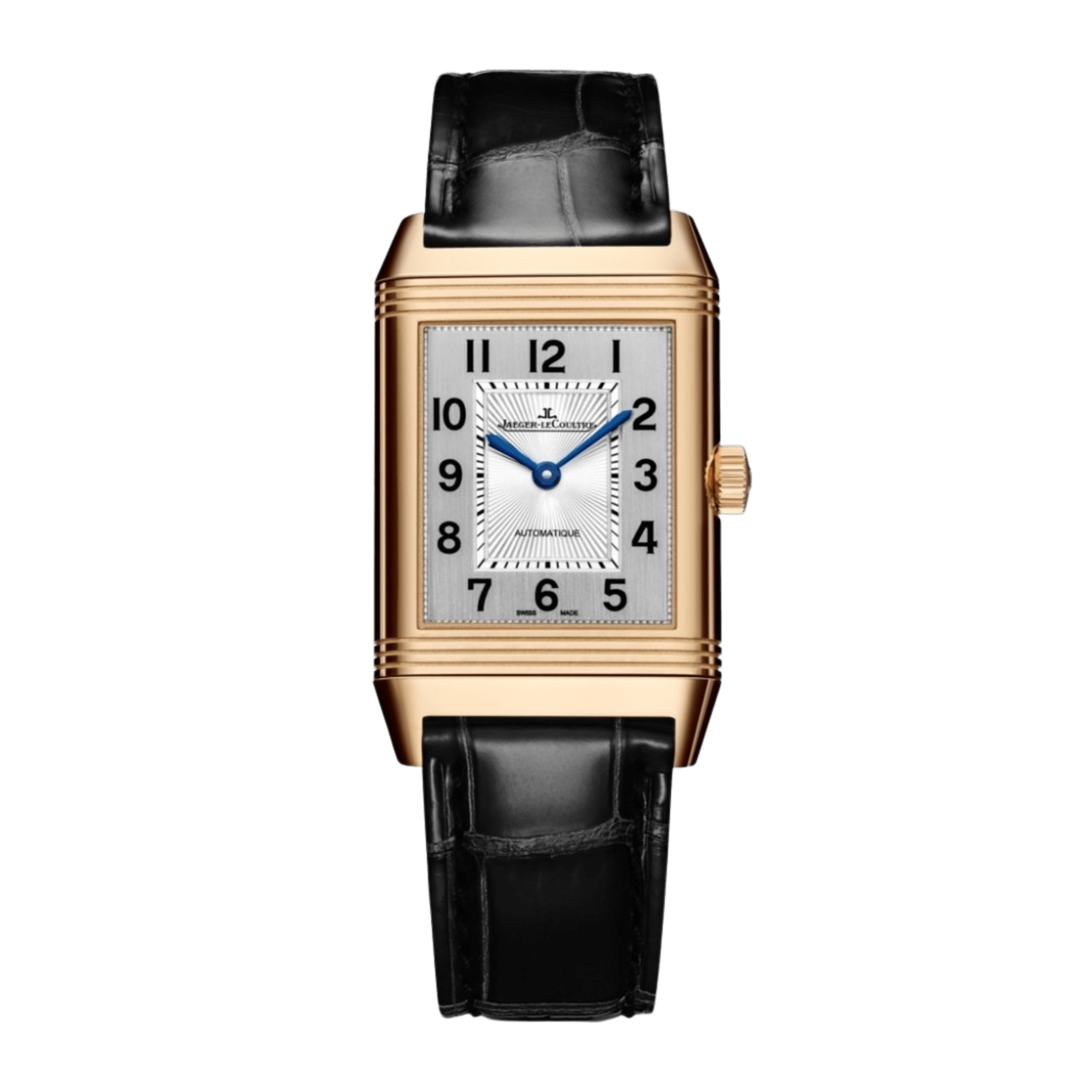 Image of Reverso Classic Medium Duetto Rose Gold Silver Dial 24mm