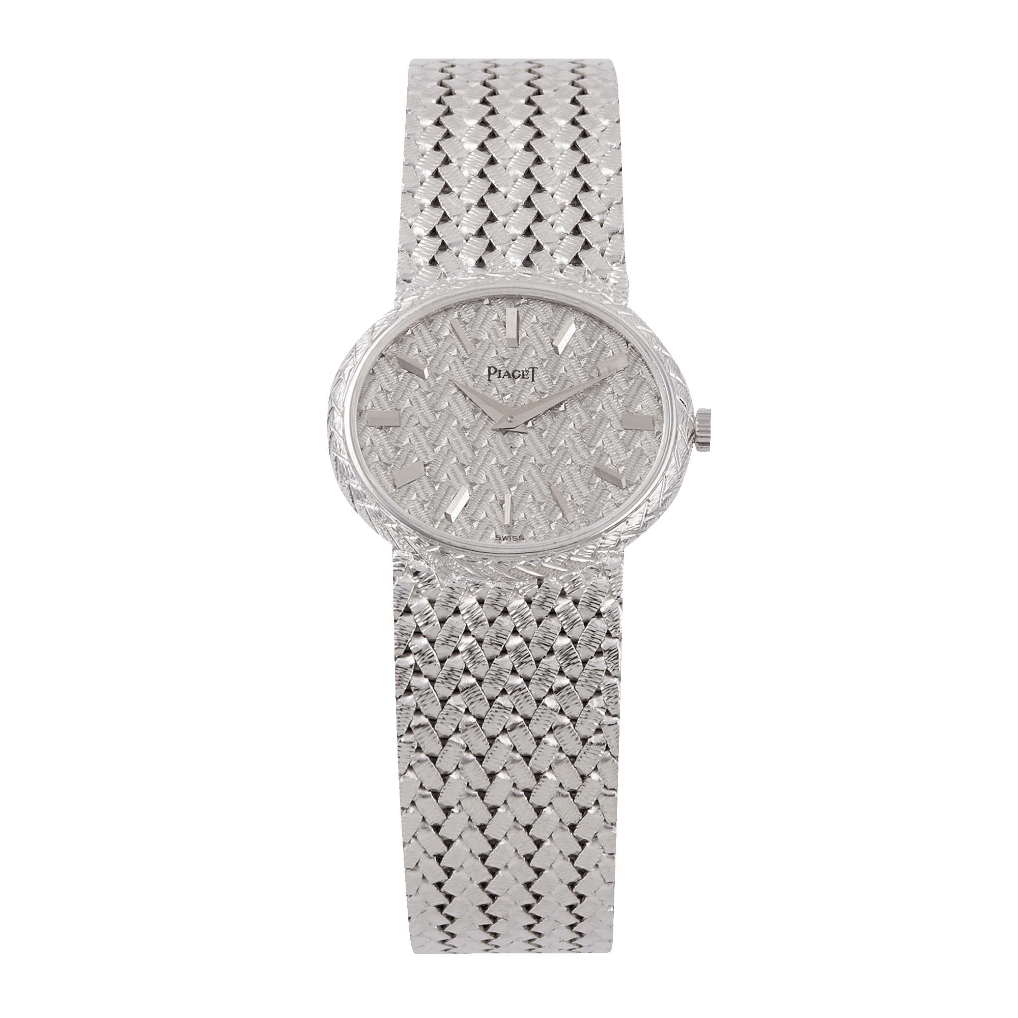 Image of Oval White Gold Silver Dial 31mm