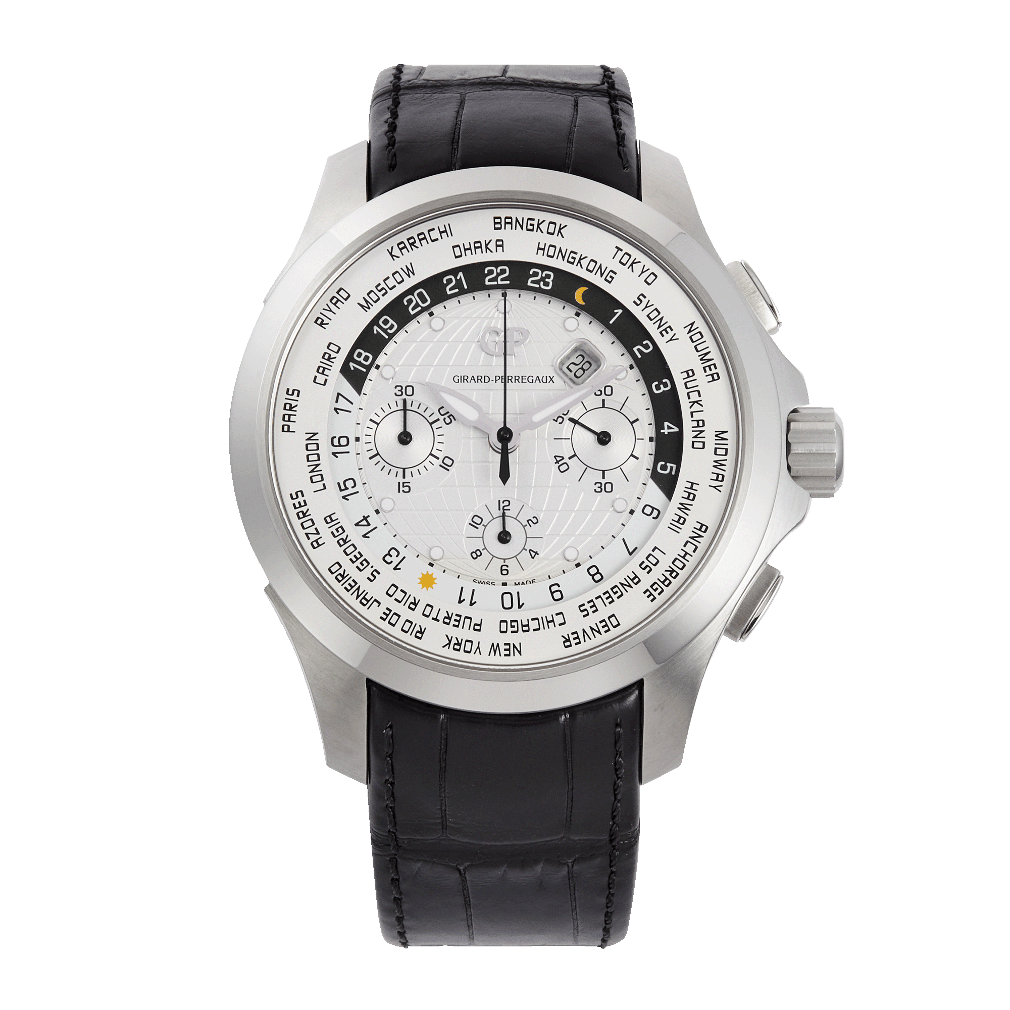Image of World Timer Steel White Dial 44mm