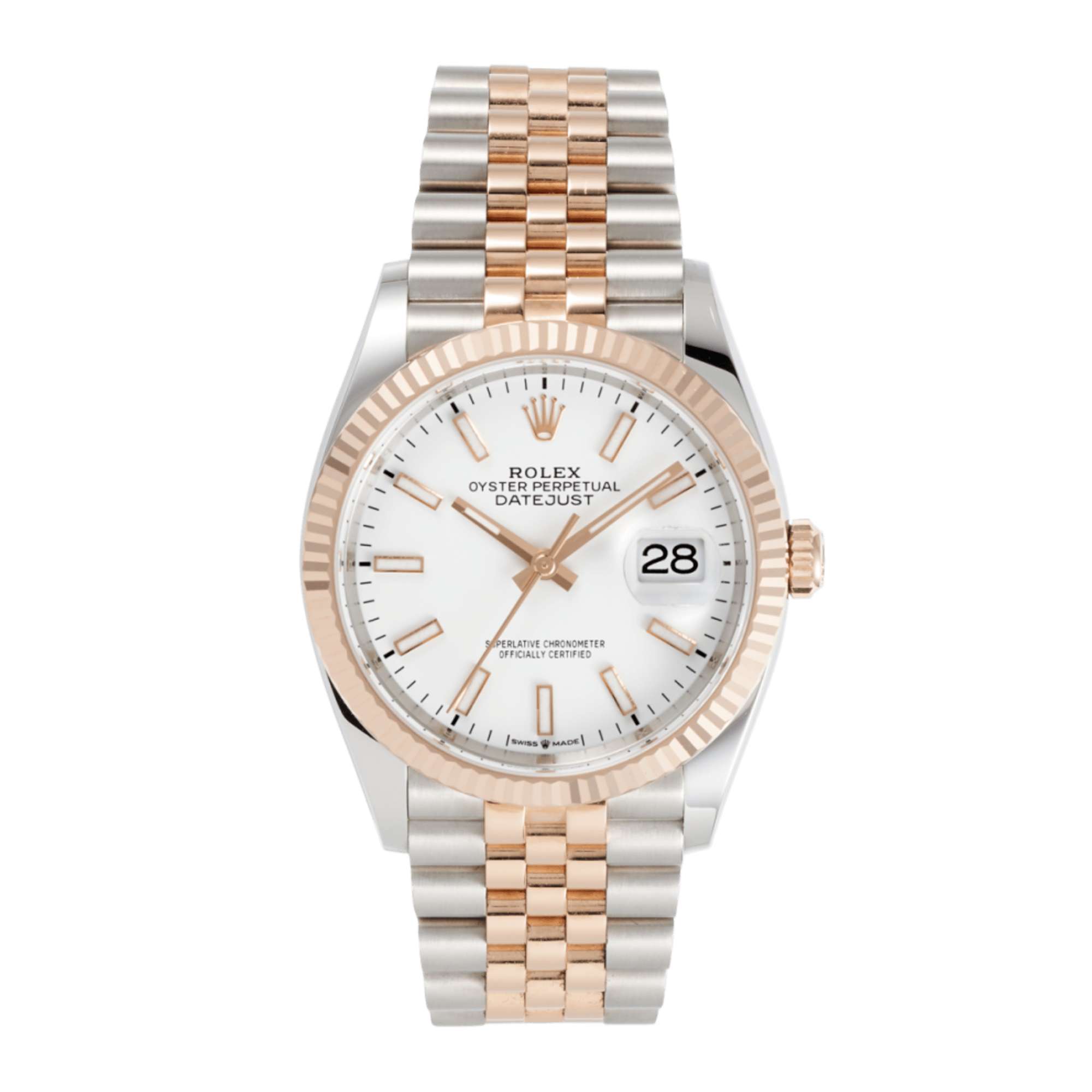 Image of Datejust Rose Gold & Steel White Dial 36mm