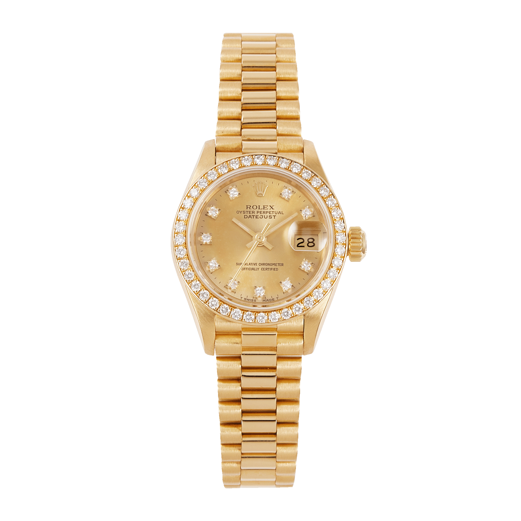 Image of Vintage Lady-Datejust Yellow Gold Diamond Champagne Dial 26mm