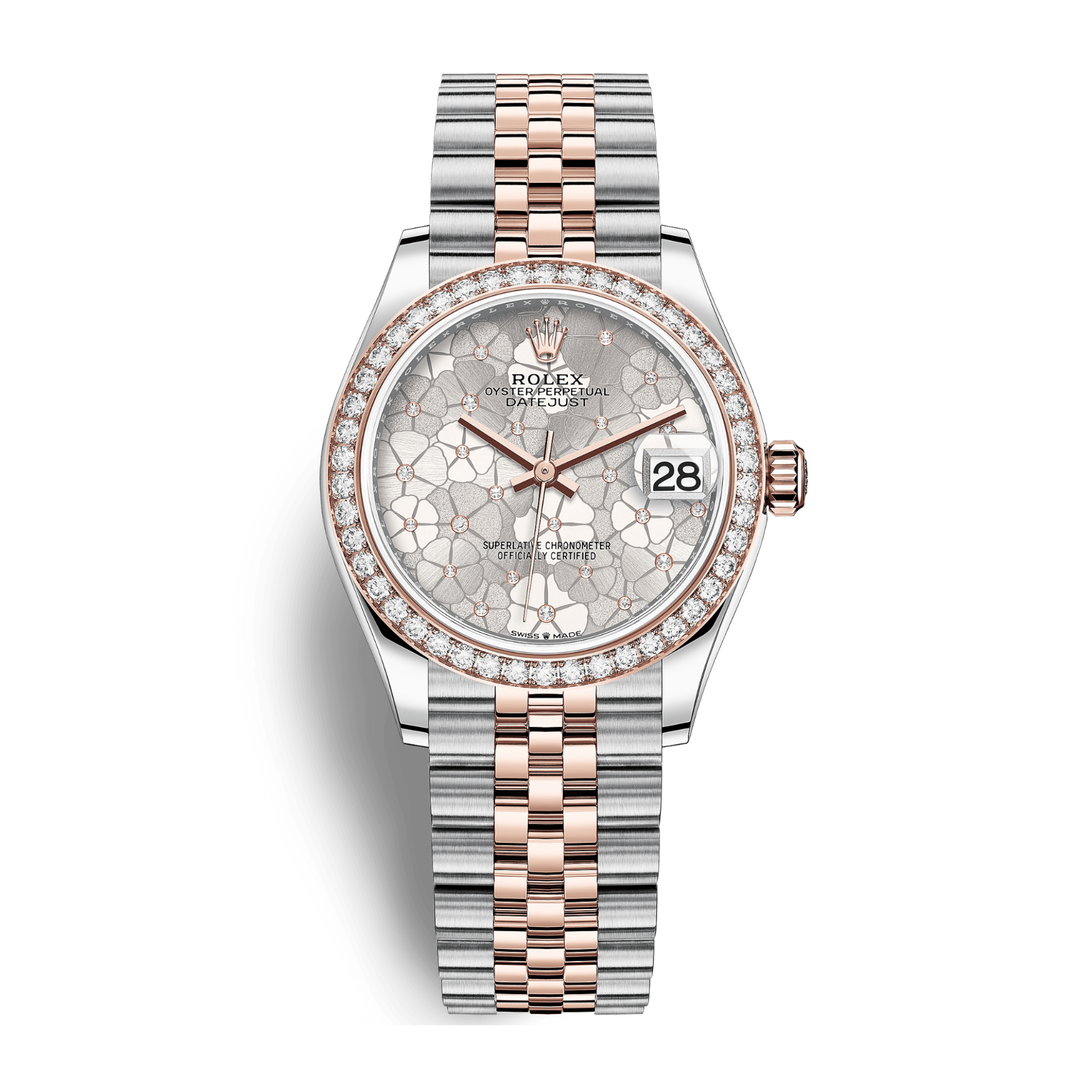 Image of Datejust Rose Gold & Steel Diamond Jubilee Silver Floral Dial 31mm