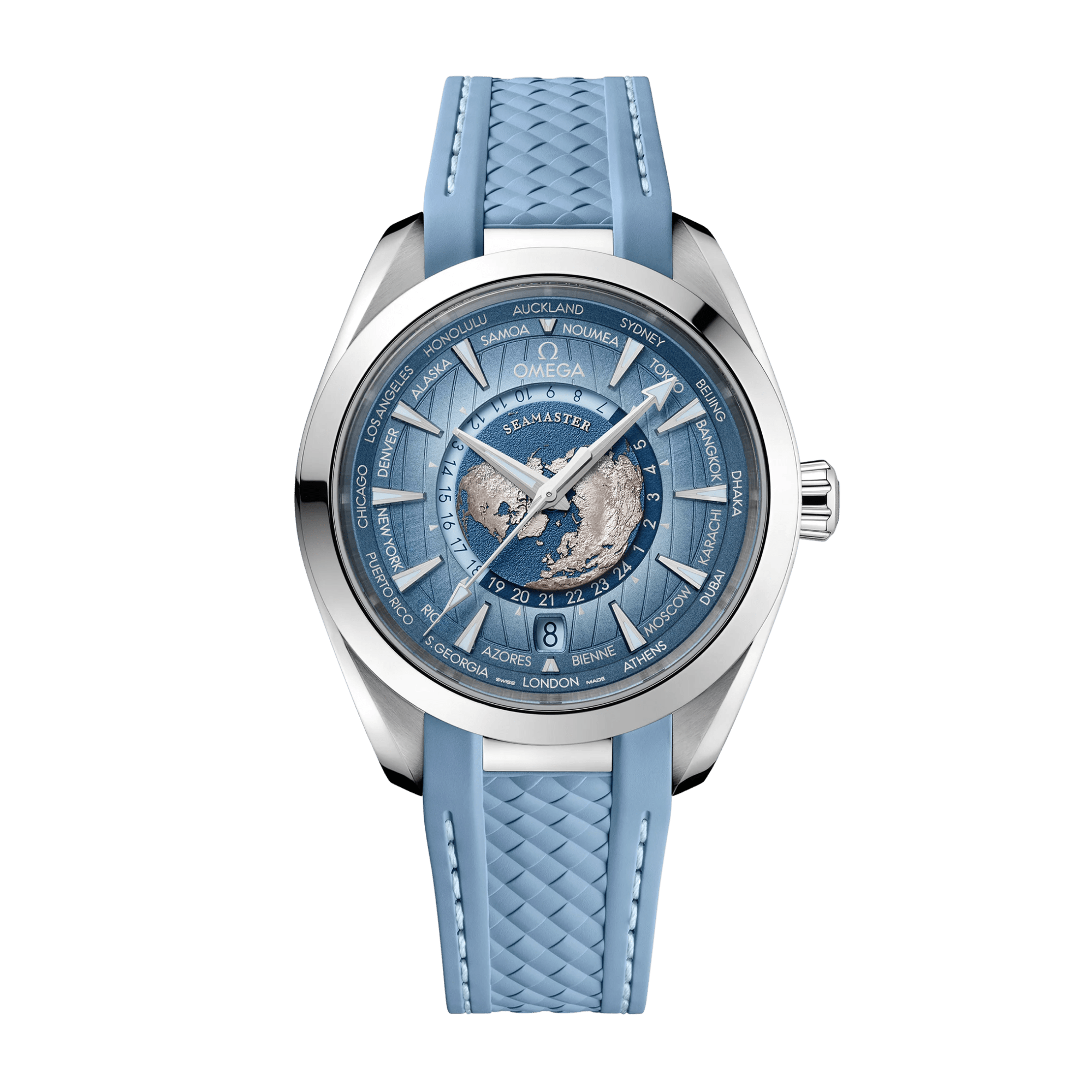 Image of Aqua Terra Worldtimer Steel Summer Blue Dial 43mm
