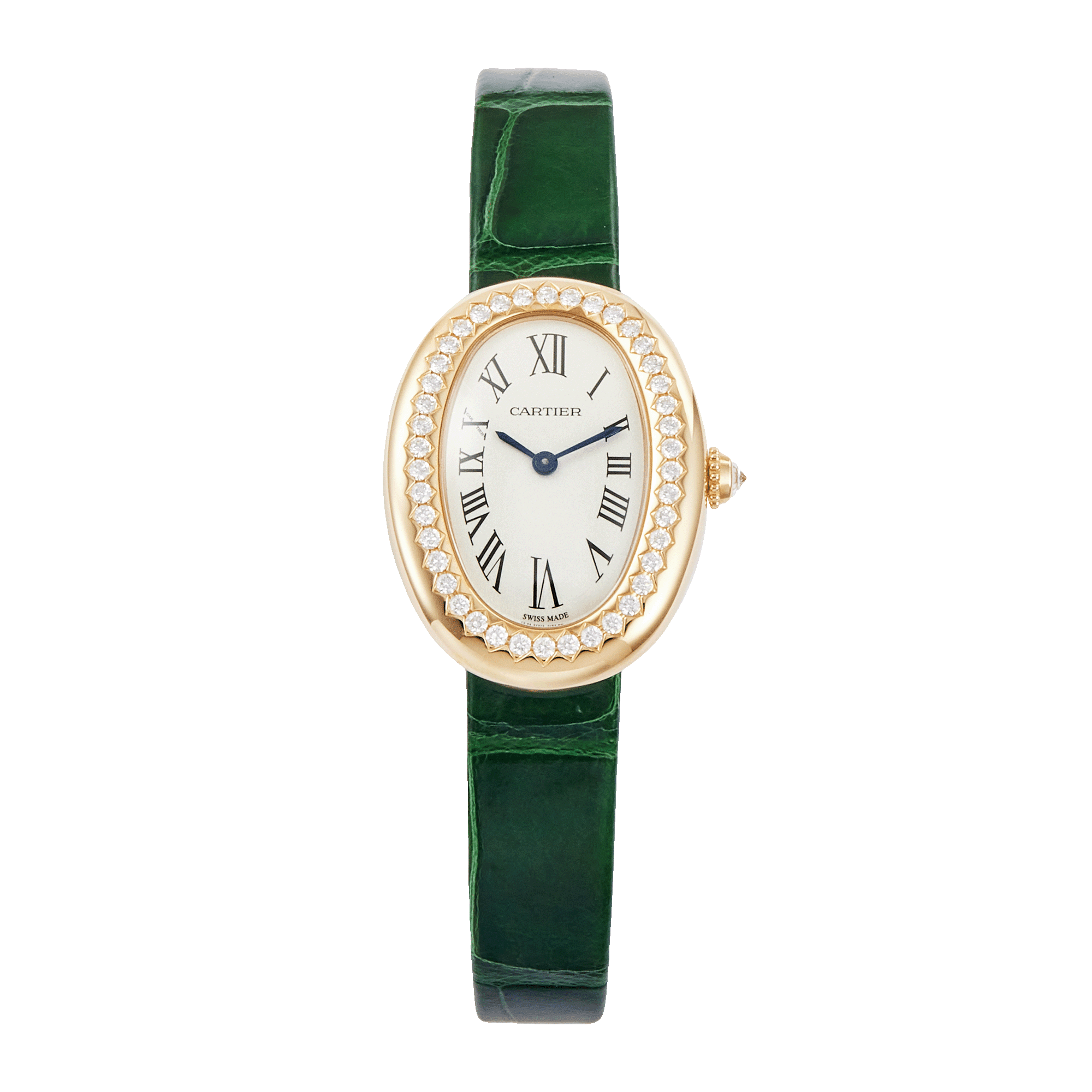 Image of Baignoire de Cartier Yellow Gold Diamond Silver Dial 23mm