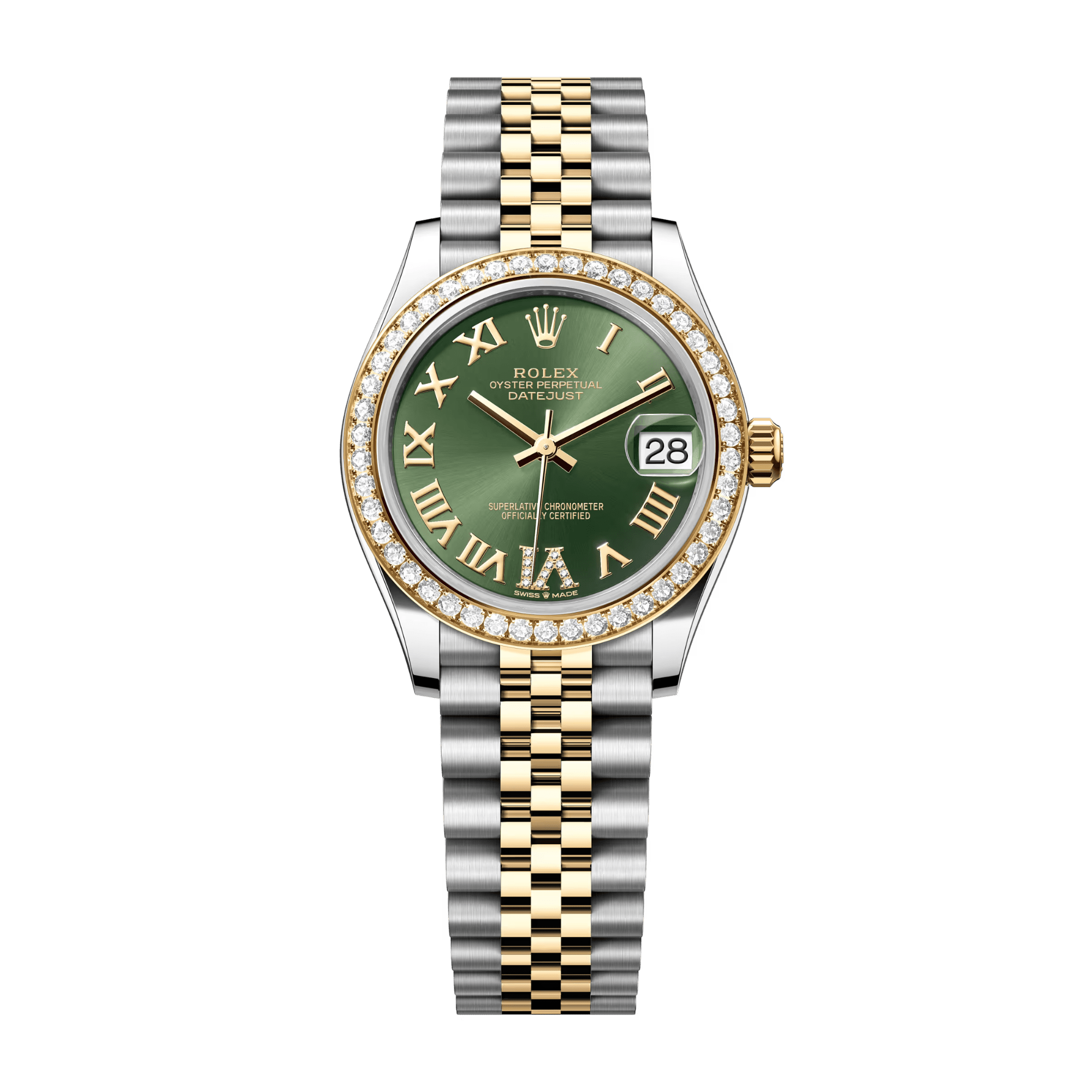 Image of Datejust Yellow Gold & Steel Diamond Green Dial 31mm