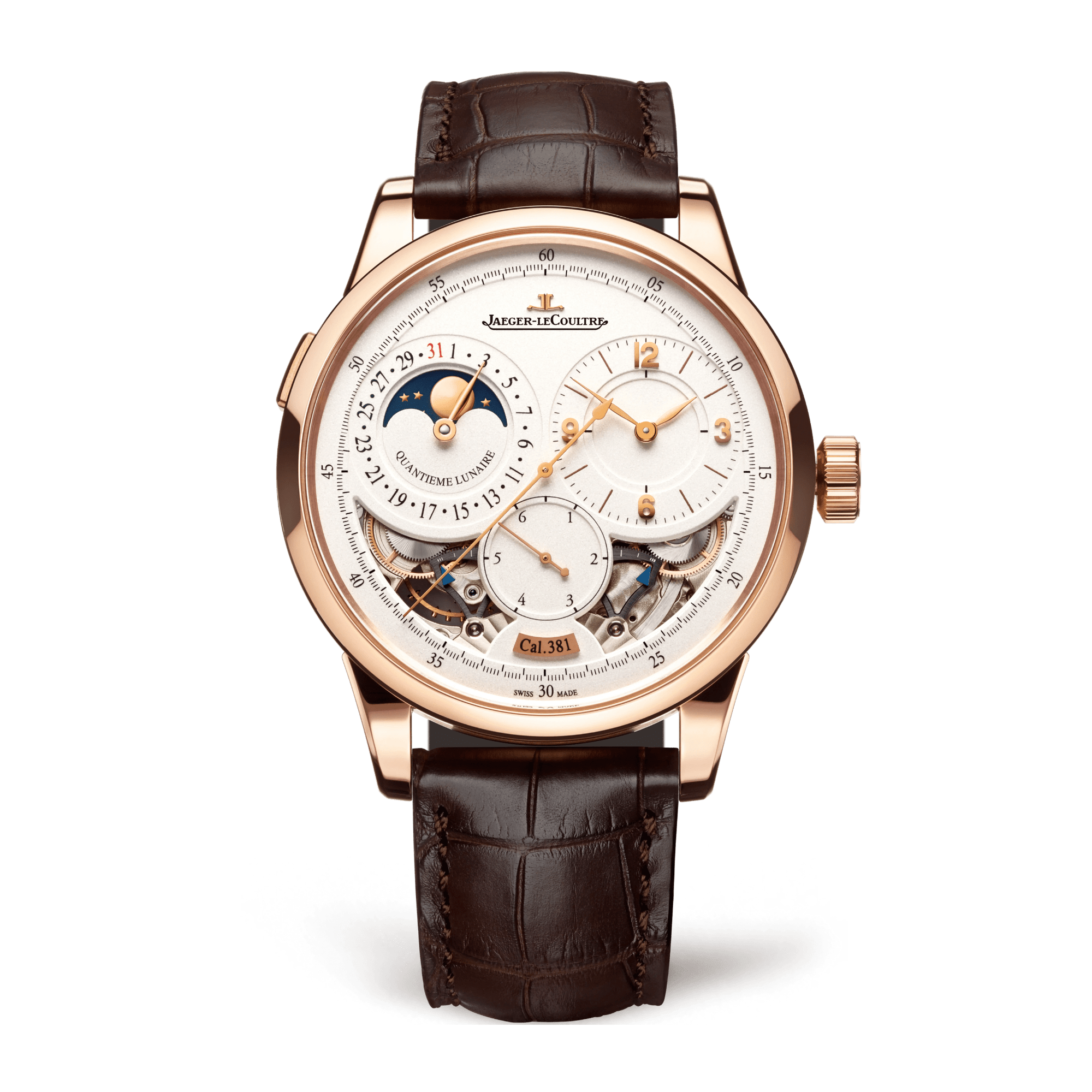 Image of Duometre Quantieme Lunaire Rose Gold White Dial 42mm