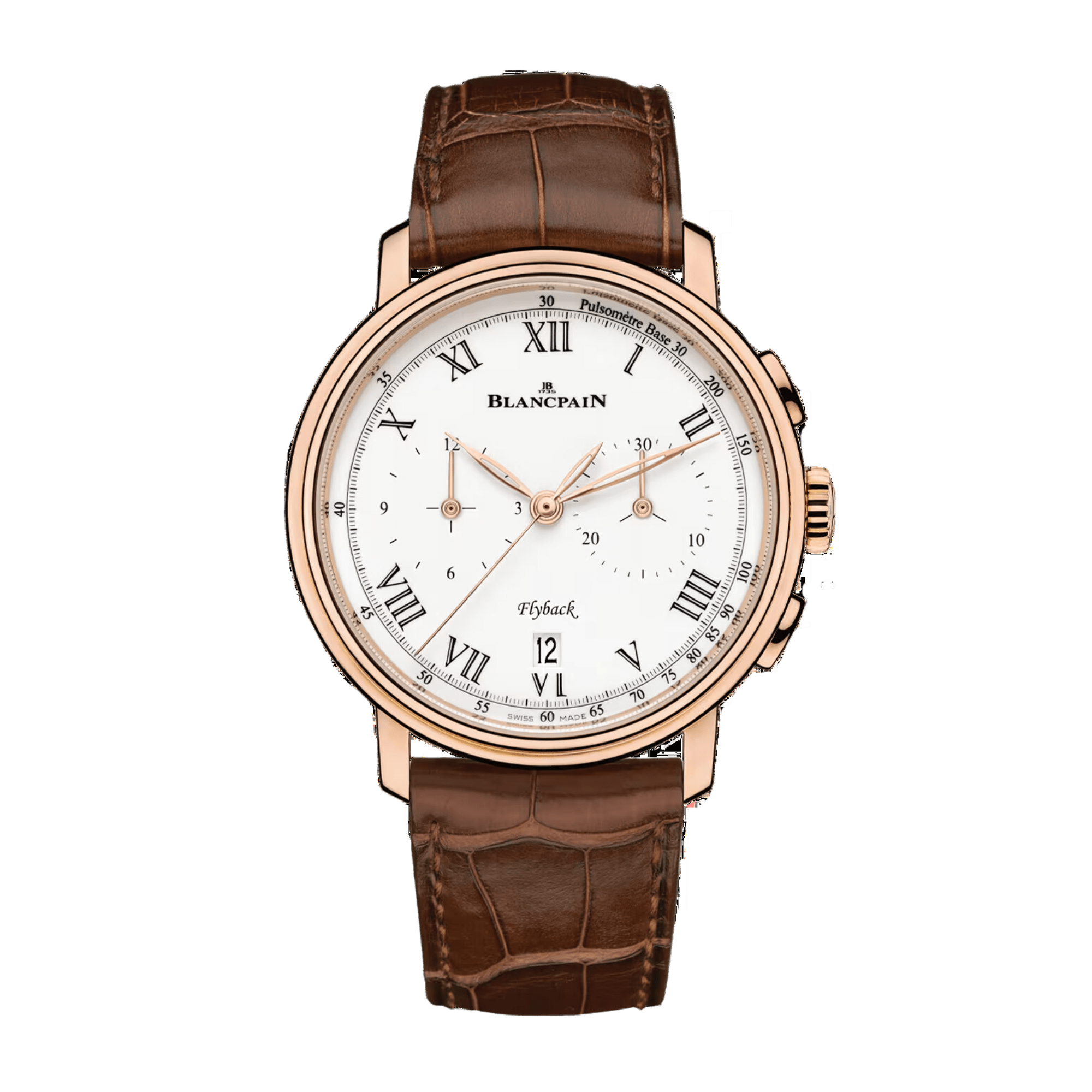 Image of Villeret Chronograph Pulsometre Rose Gold White Dial 43mm