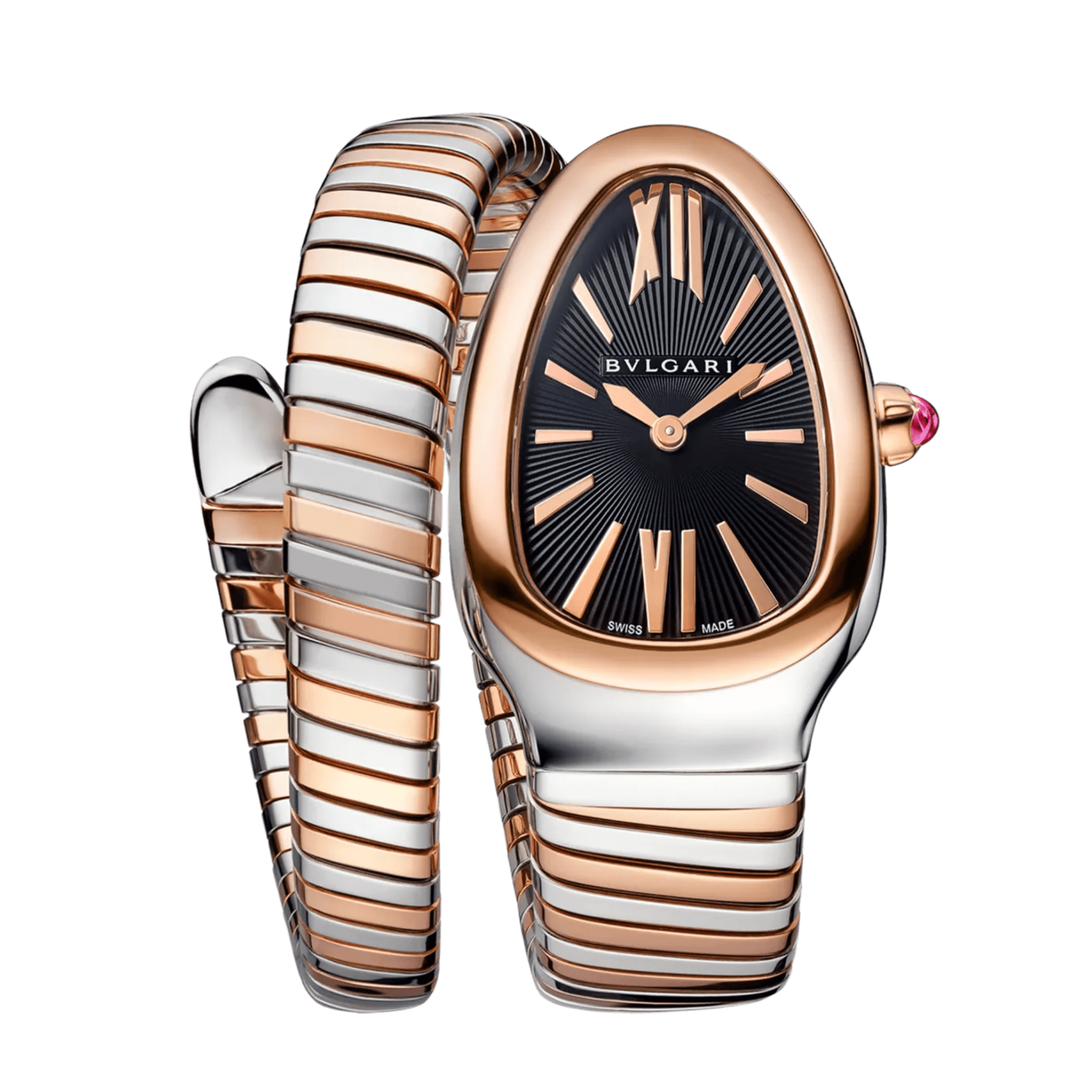 Photo of Serpenti Tubogas Rose Gold & Stainless Steel Black Dial