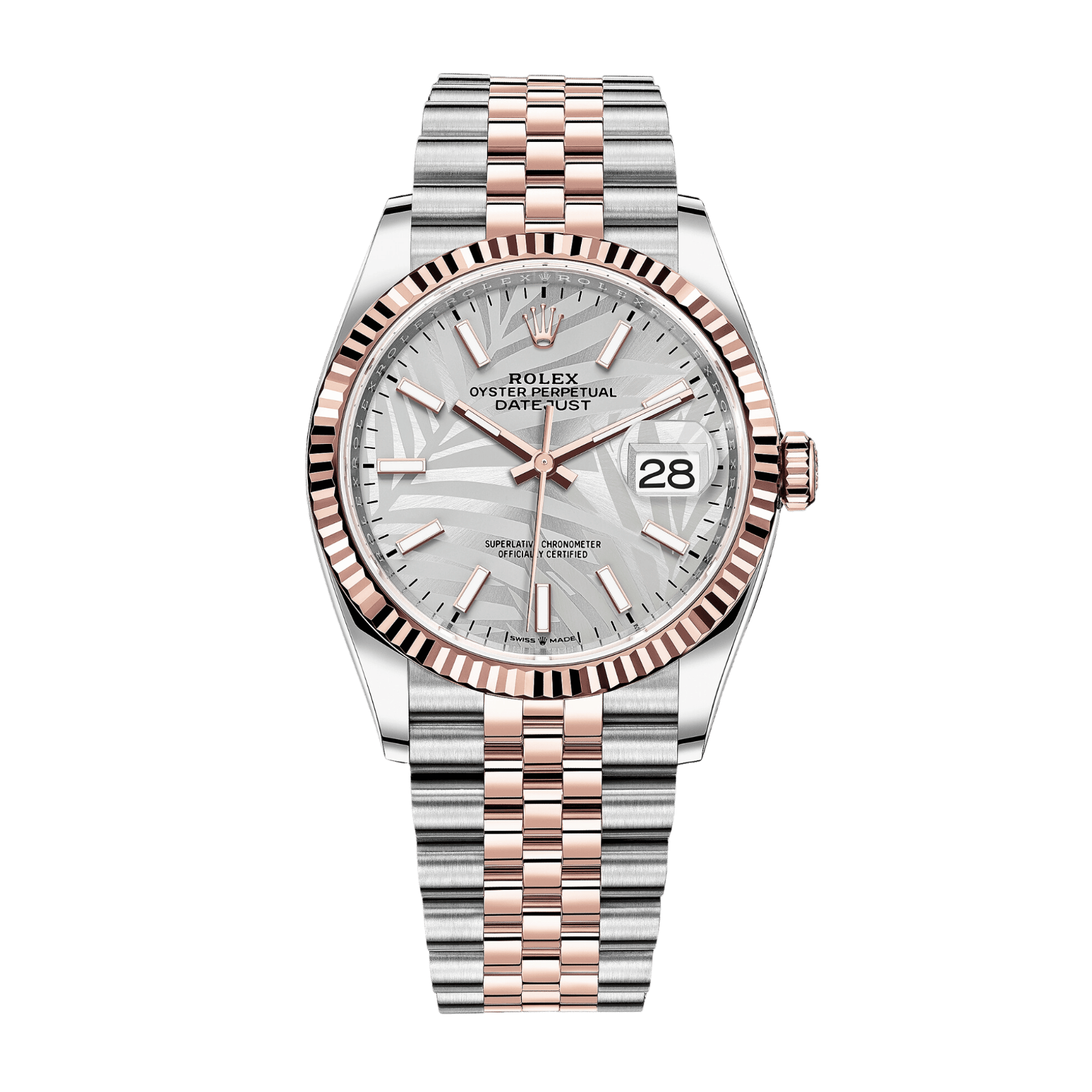 Image of Datejust Rose Gold & Steel Jubilee Silver Palm Dial 36mm