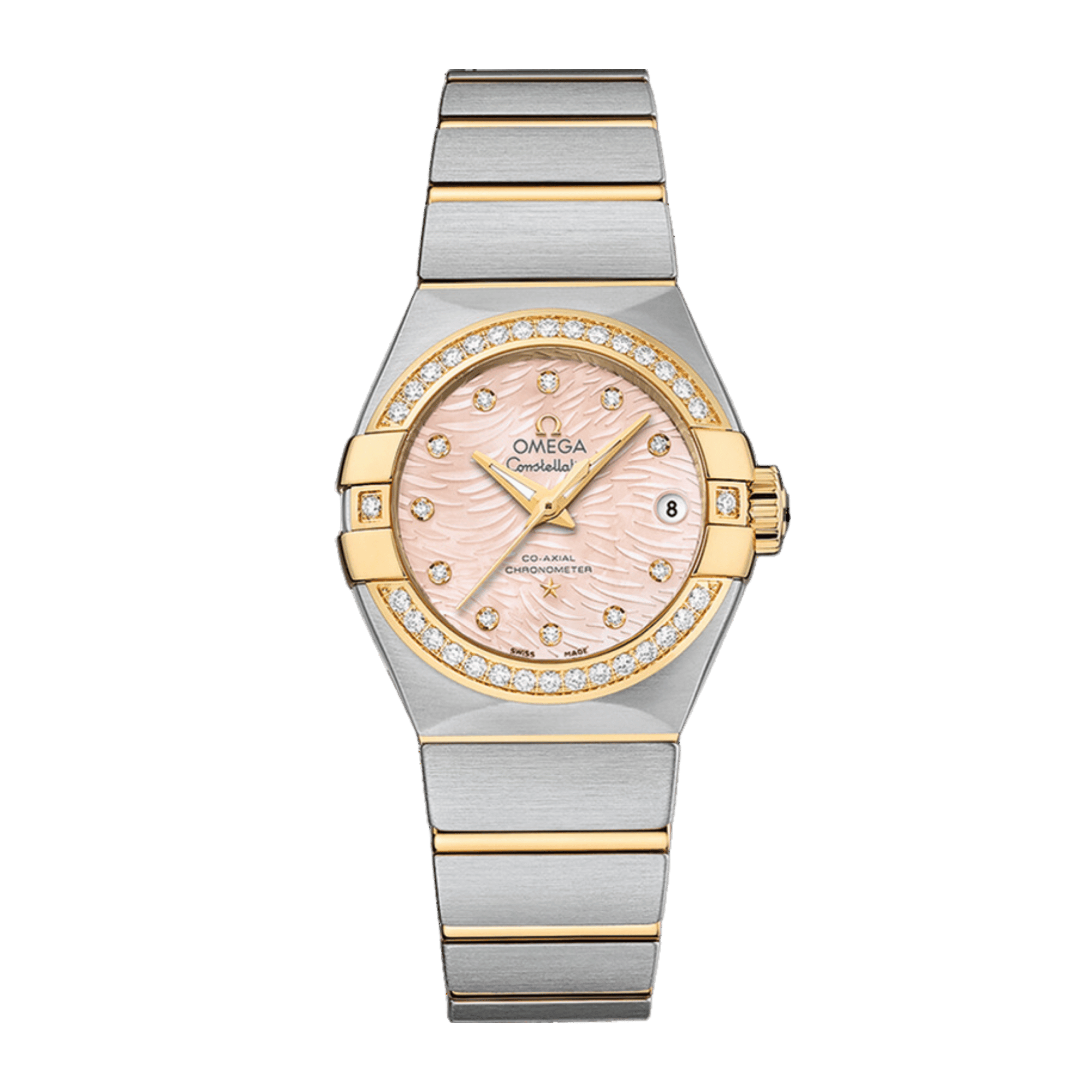 Image of Constellation Yellow Gold & Steel Diamond Pink Dial 27mm
