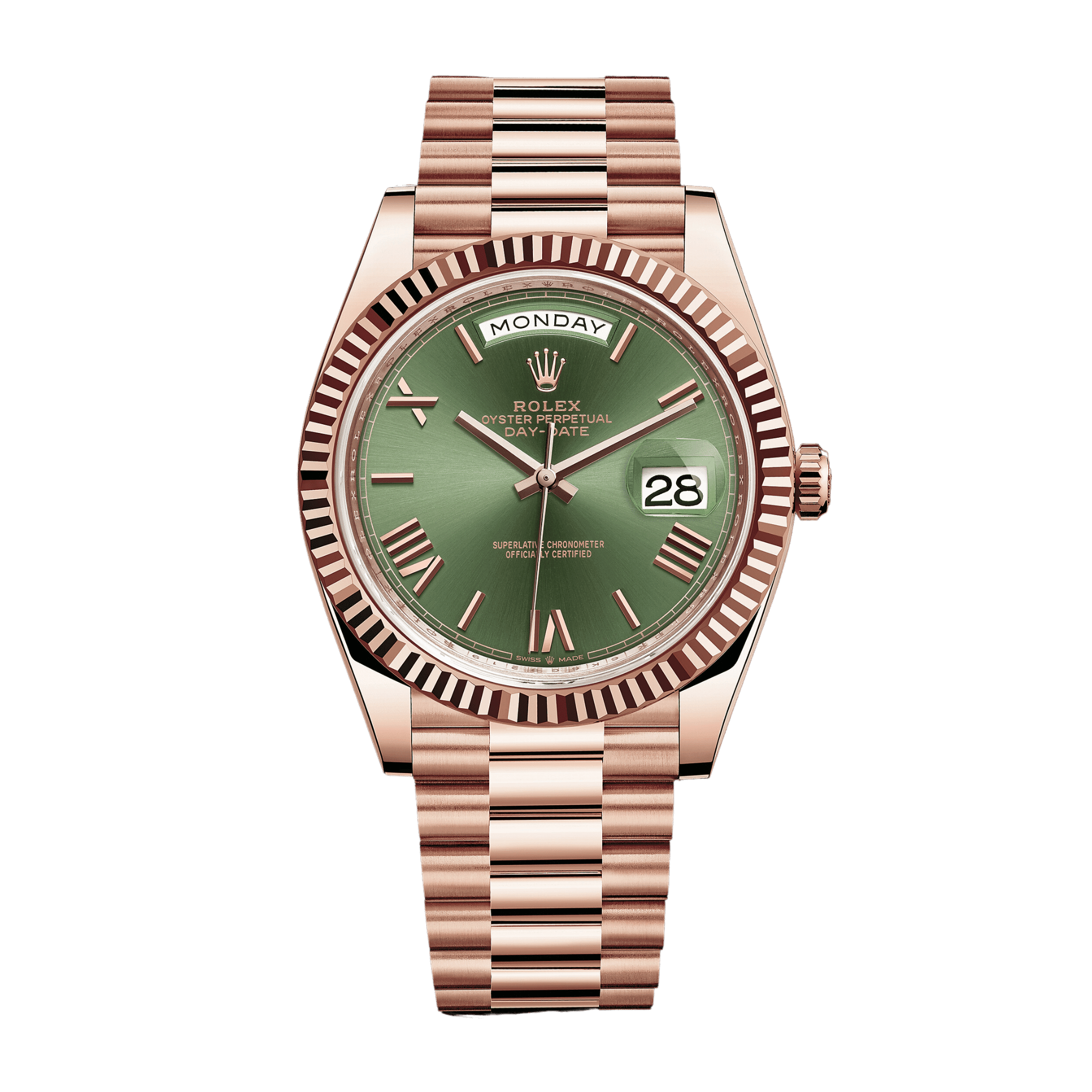 Image of Day-Date Rose Gold Olive Dial 40mm