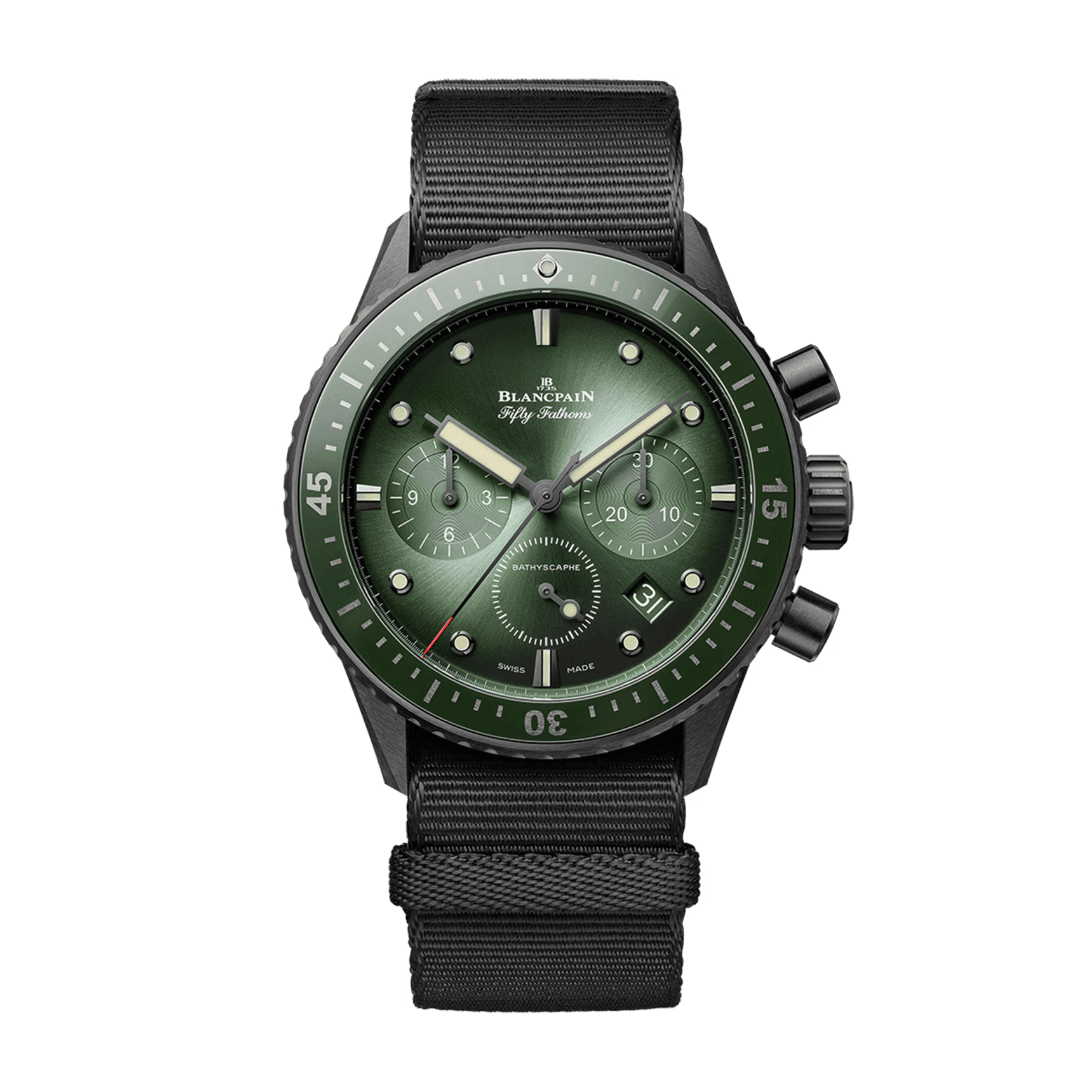 Image of Fifty Fathoms Bathyscaphe Chronograph Ceramic Green Dial 43mm