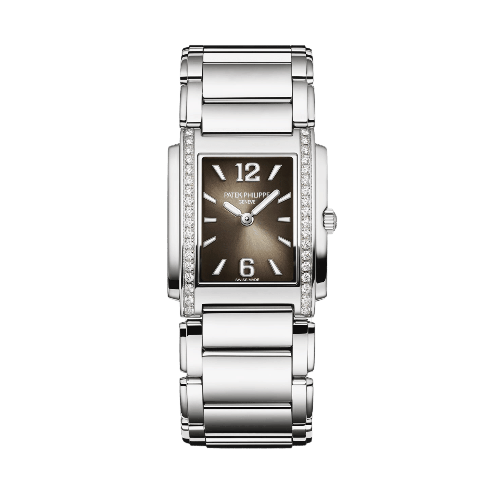 Image of Twenty~4 Manchette Steel Diamond Brown Dial 25mm