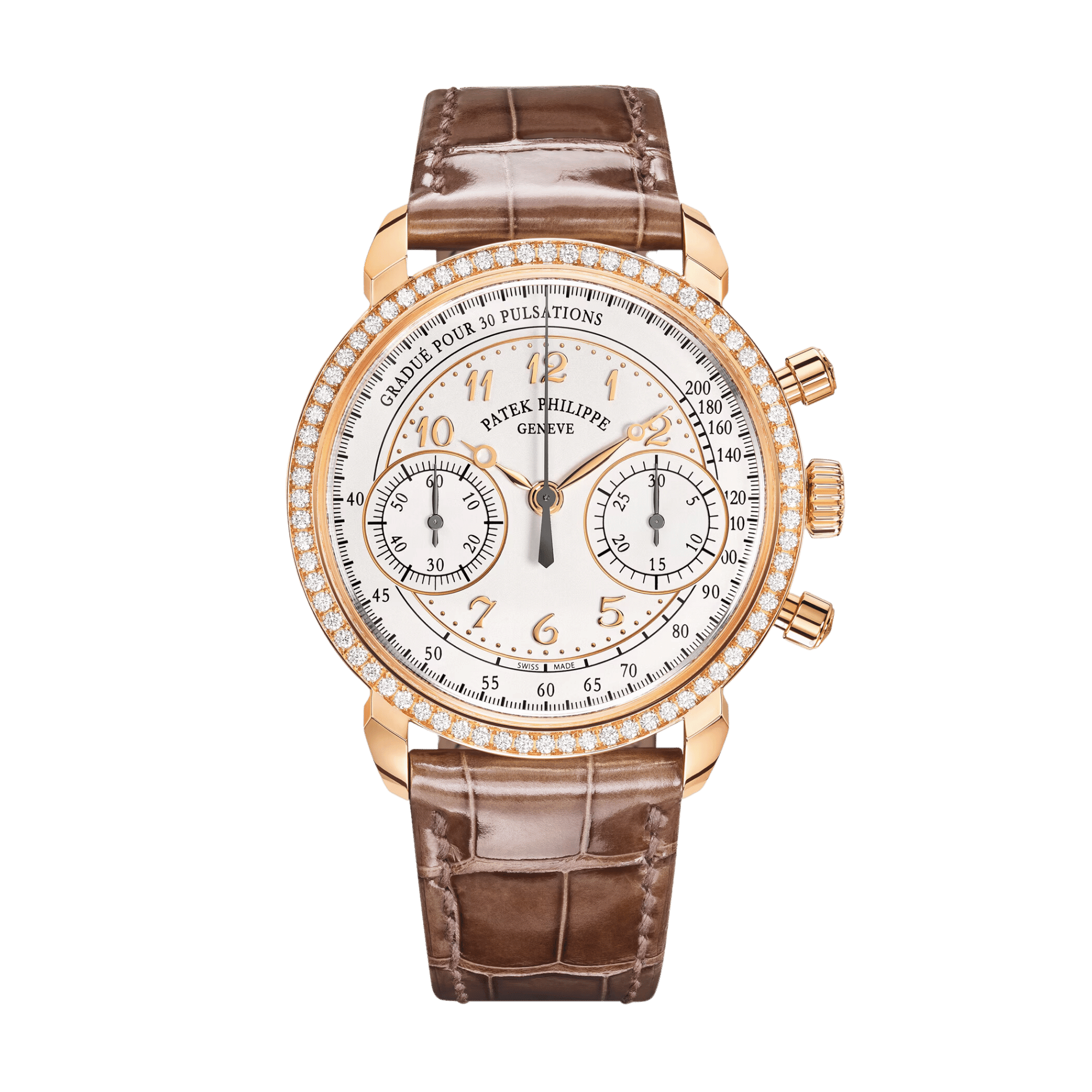 Image of Complications Chronograph Rose Gold Diamond Silver Dial 38mm