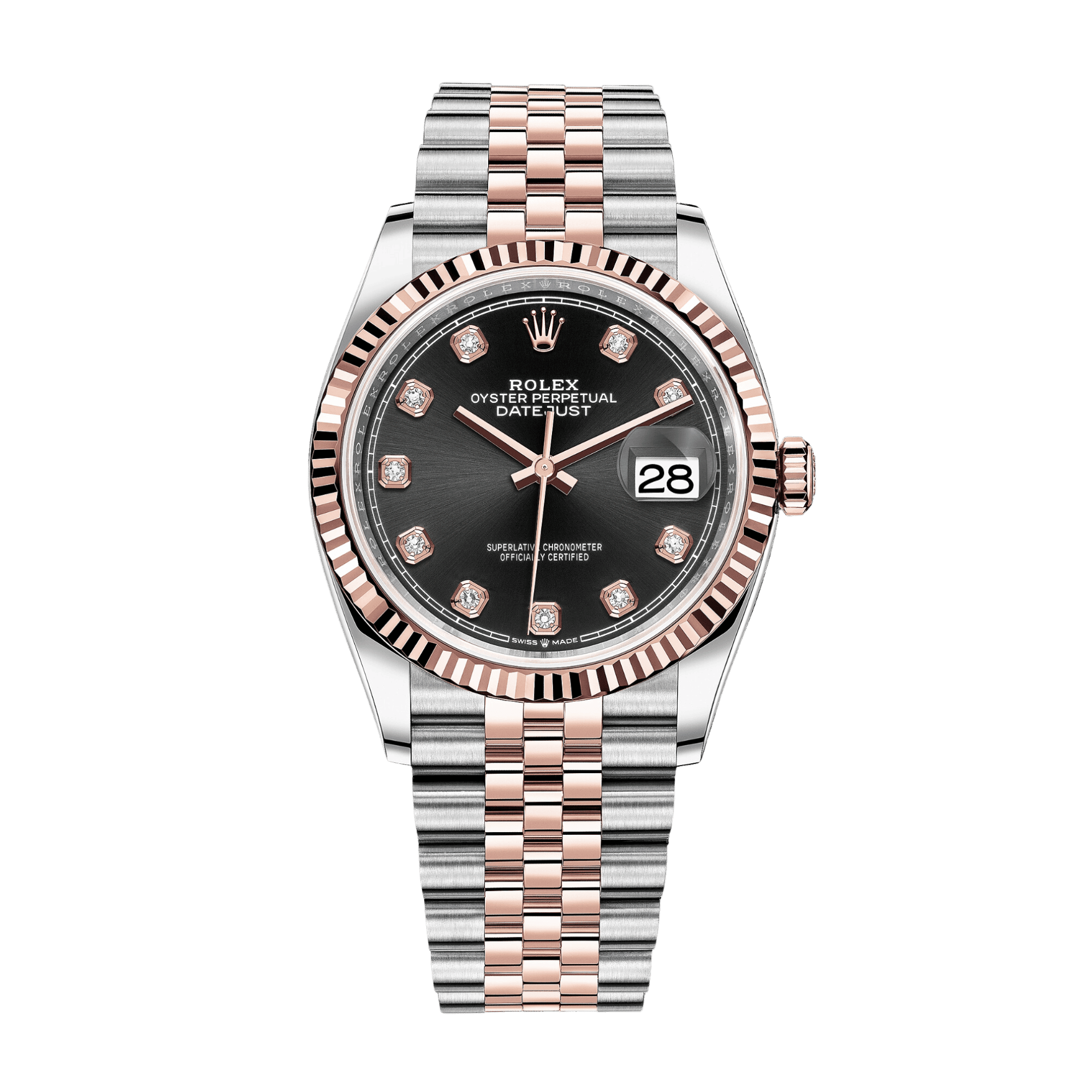 Image of Datejust Rose Gold & Steel Jubilee Black Dial 36mm