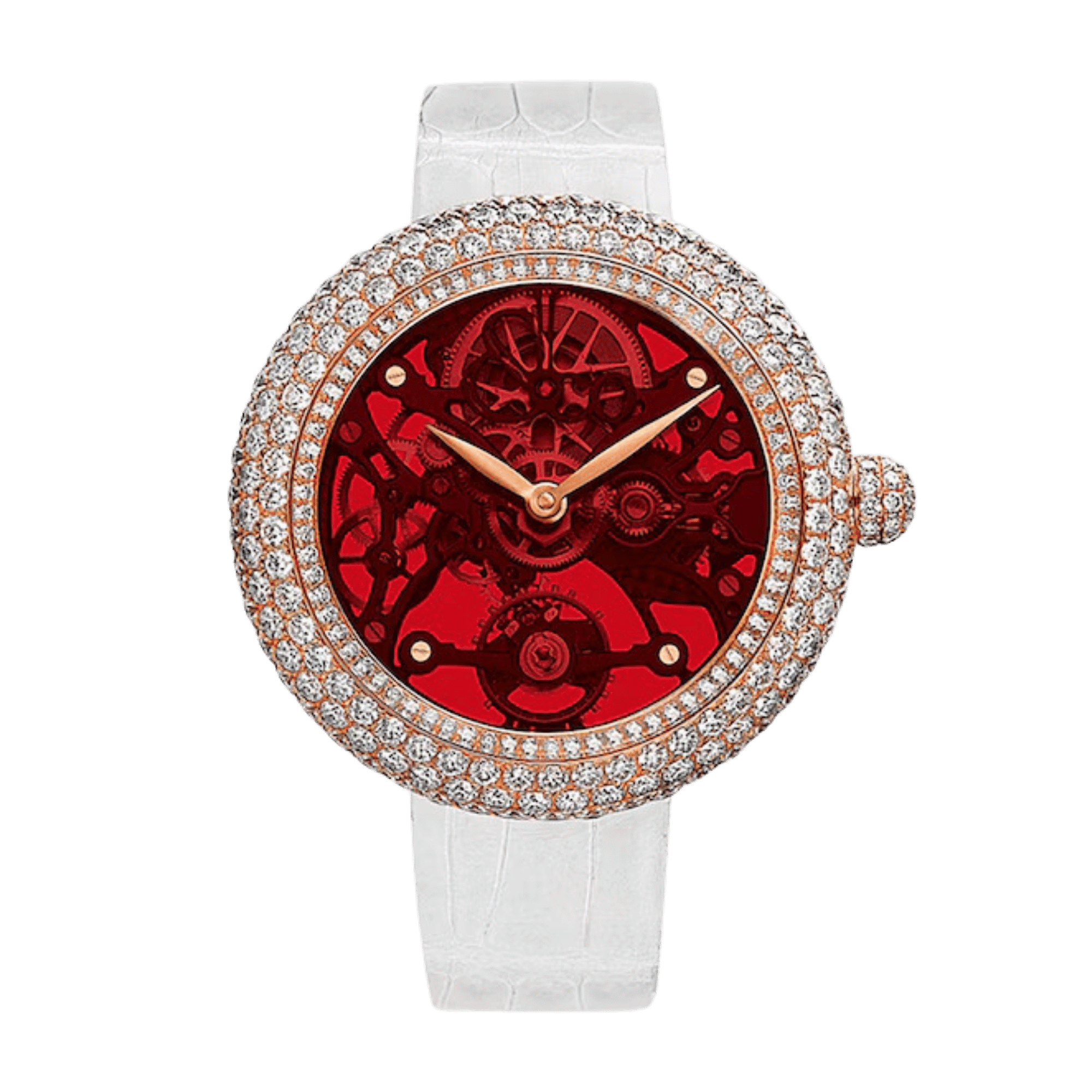 Image of Brilliant Rose Gold Diamond Red Transparent Dial 42mm
