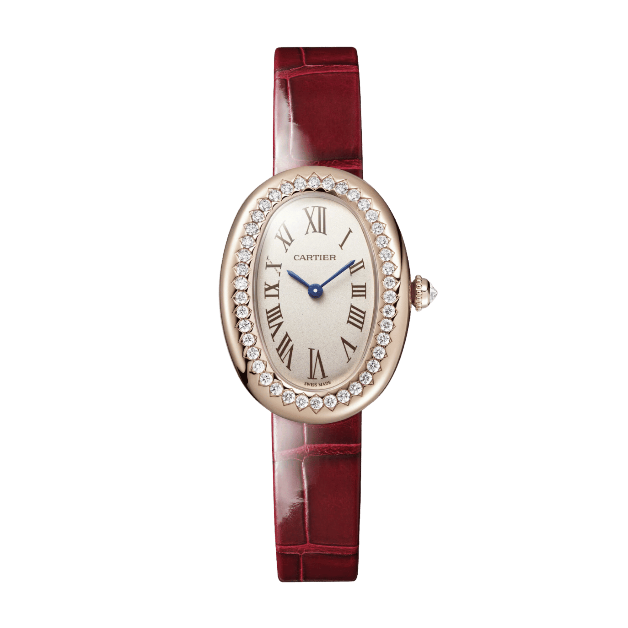 Image of Baignoire de Cartier Rose Gold Diamond Silver Dial 23mm