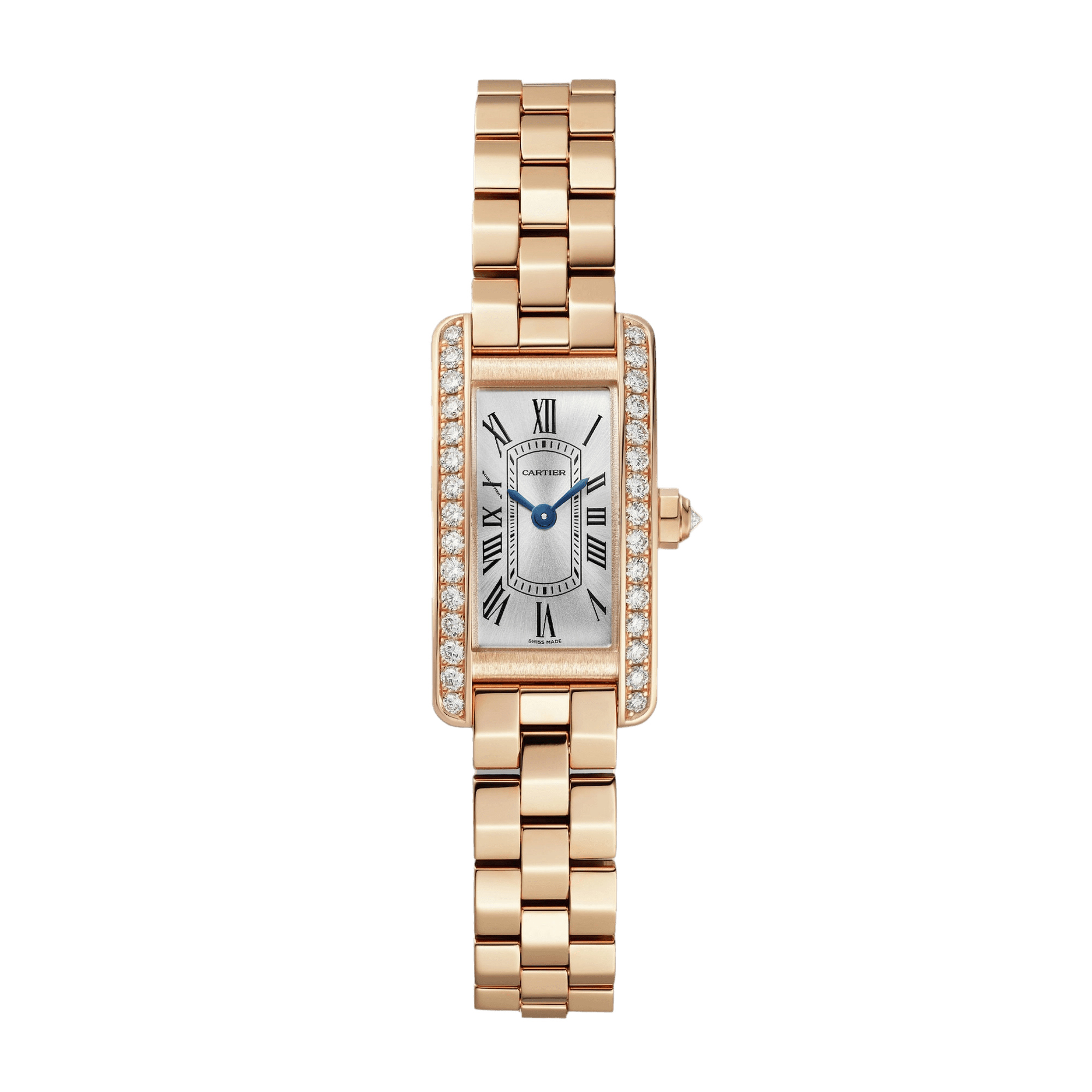 Image of Tank Americaine Rose Gold Diamond Silver Dial 15mm