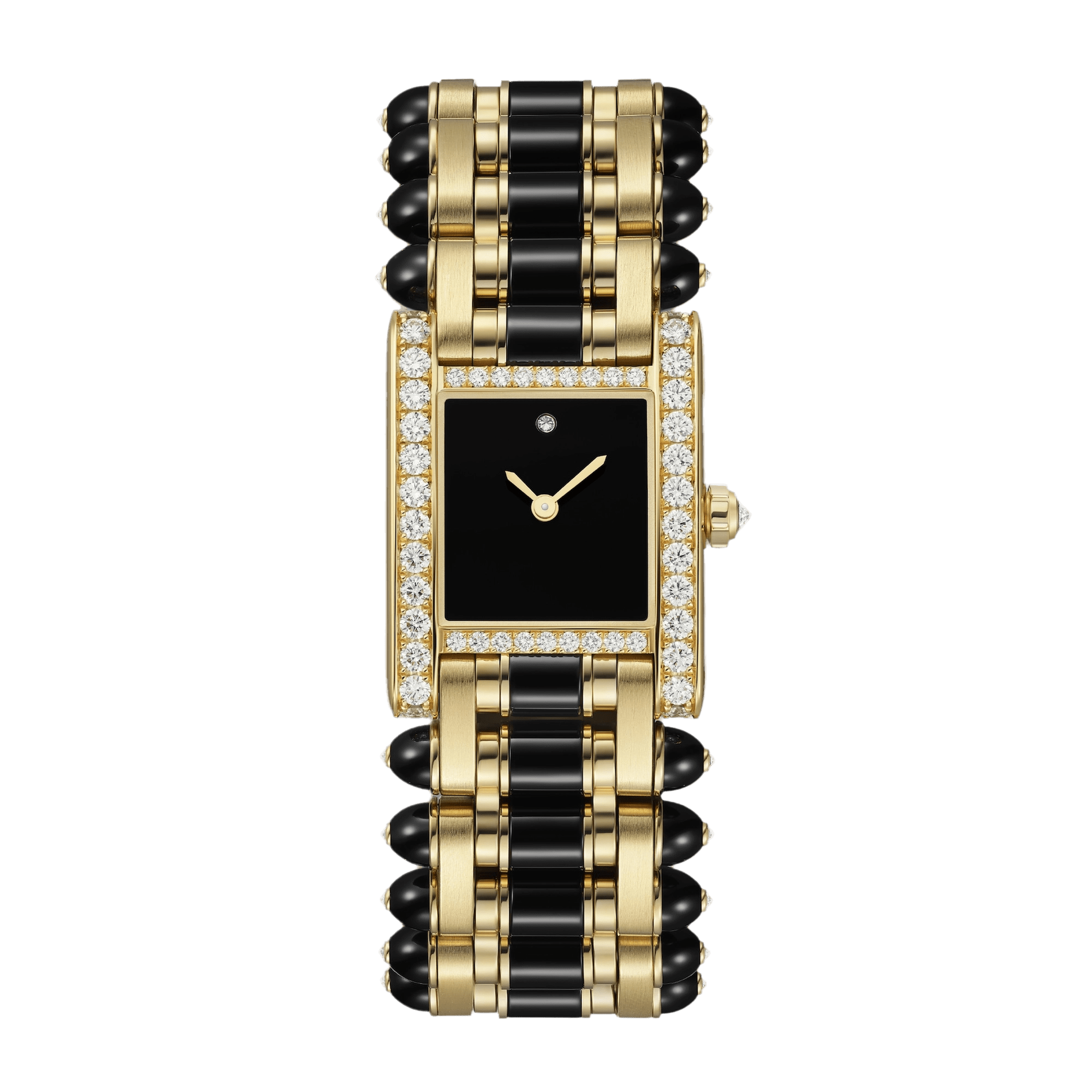 Image of Tank Jewellery Yellow Gold Diamond Black Dial 24mm