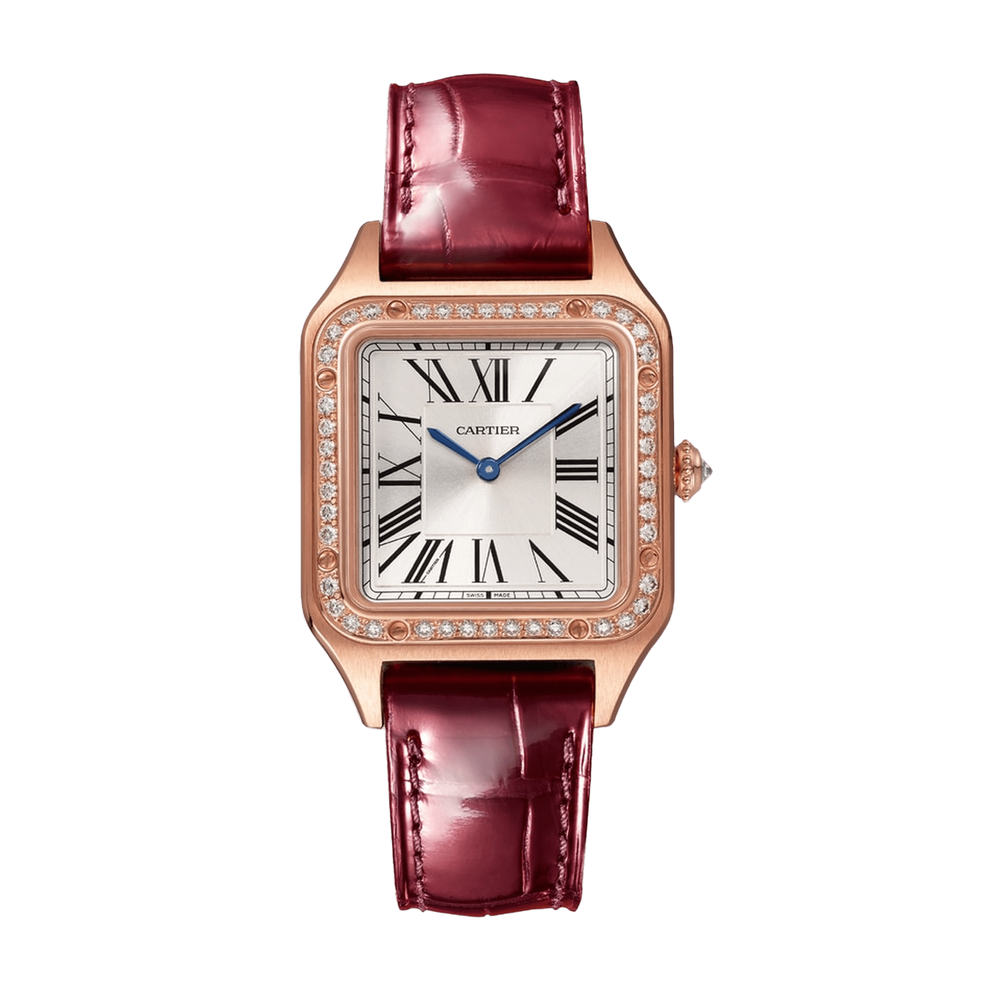 Image of Santos-Dumont Rose Gold Diamond Silver Dial 27mm