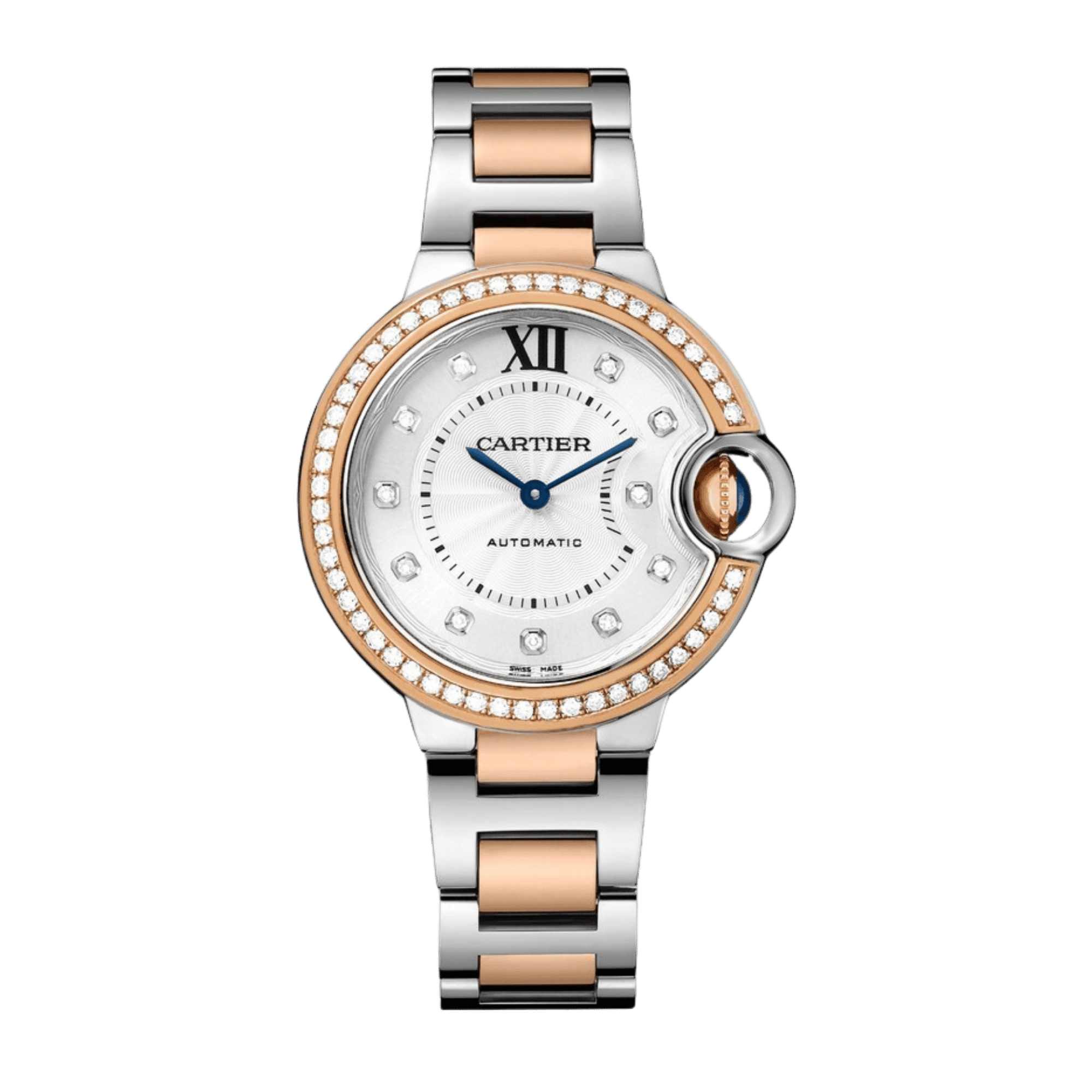 Image of Ballon Bleu de Cartier Rose Gold & Steel Diamond Silver Dial 33mm