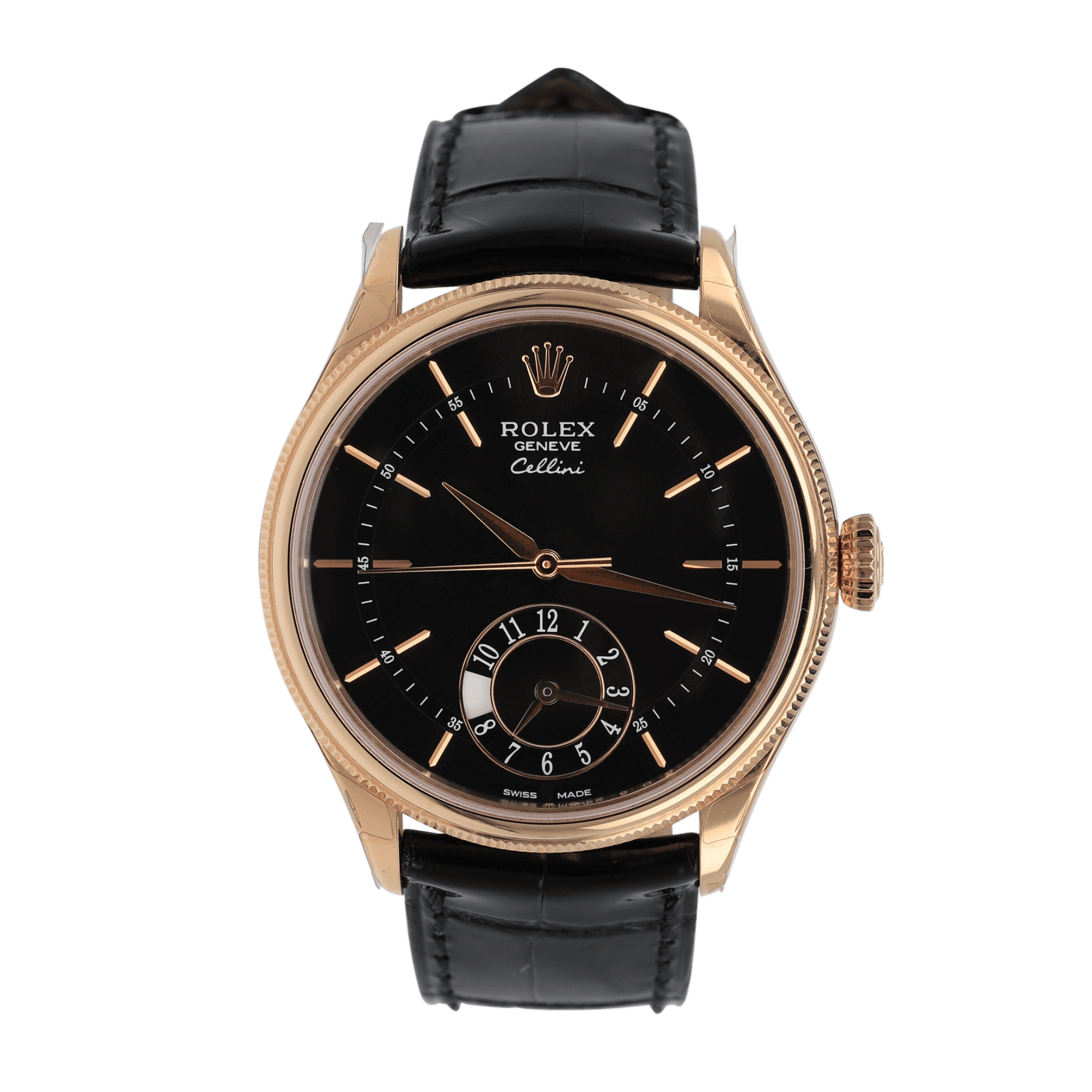 Image of Cellini Dual Time Rose Gold Black Dial 39mm
