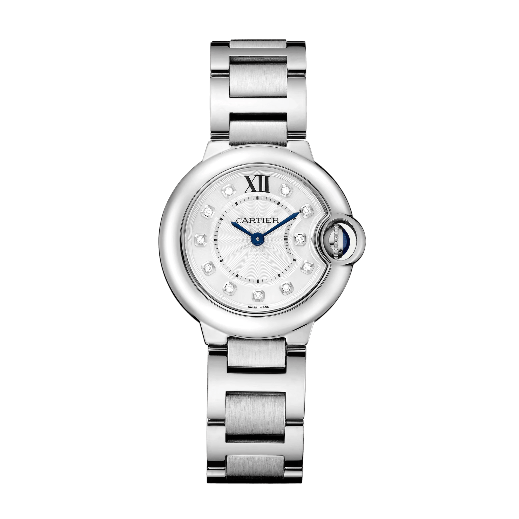 Image of Ballon Bleu de Cartier Steel Diamond Silver Dial 28mm