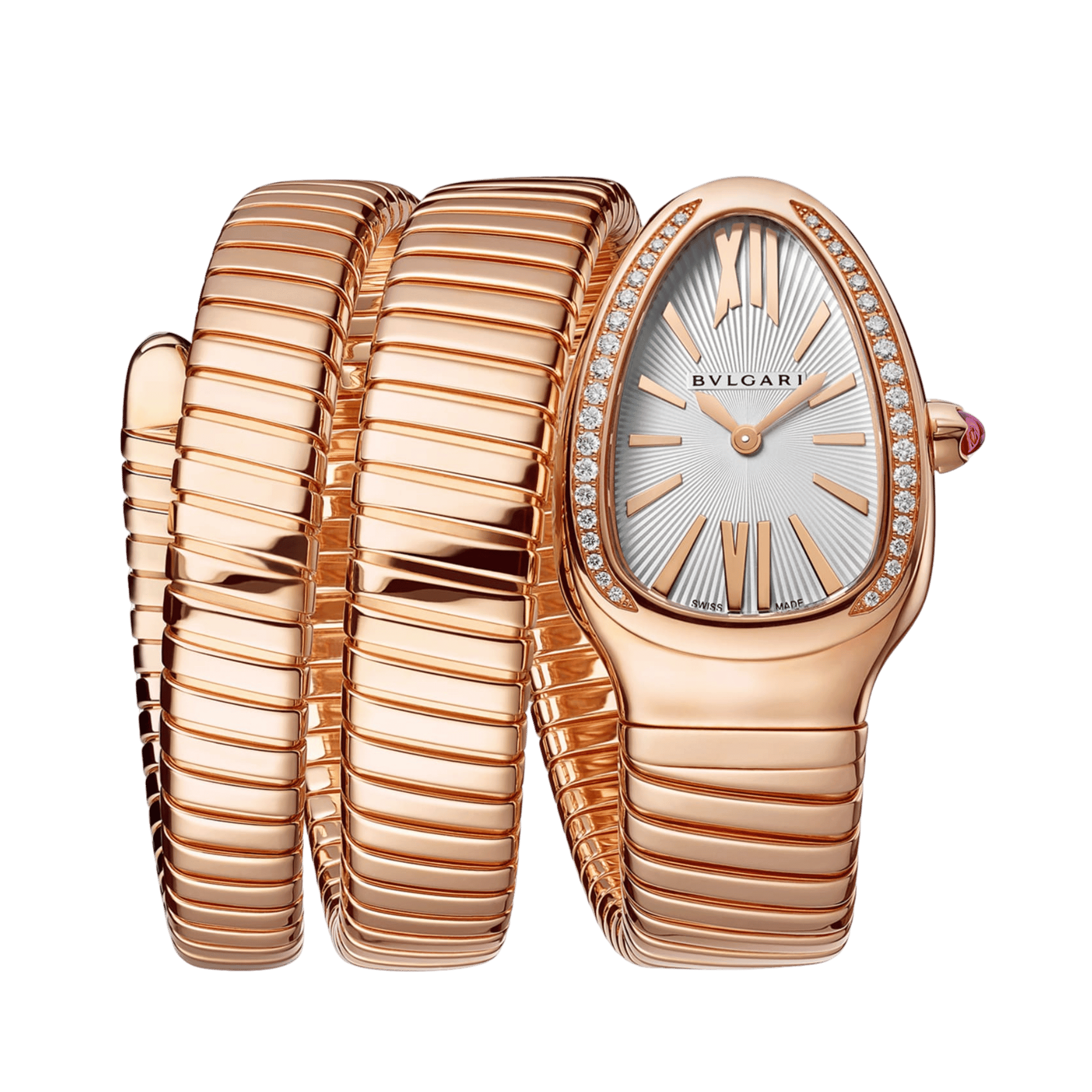 Image of Serpenti Tubogas Rose Gold Diamond Silver Dial 35mm