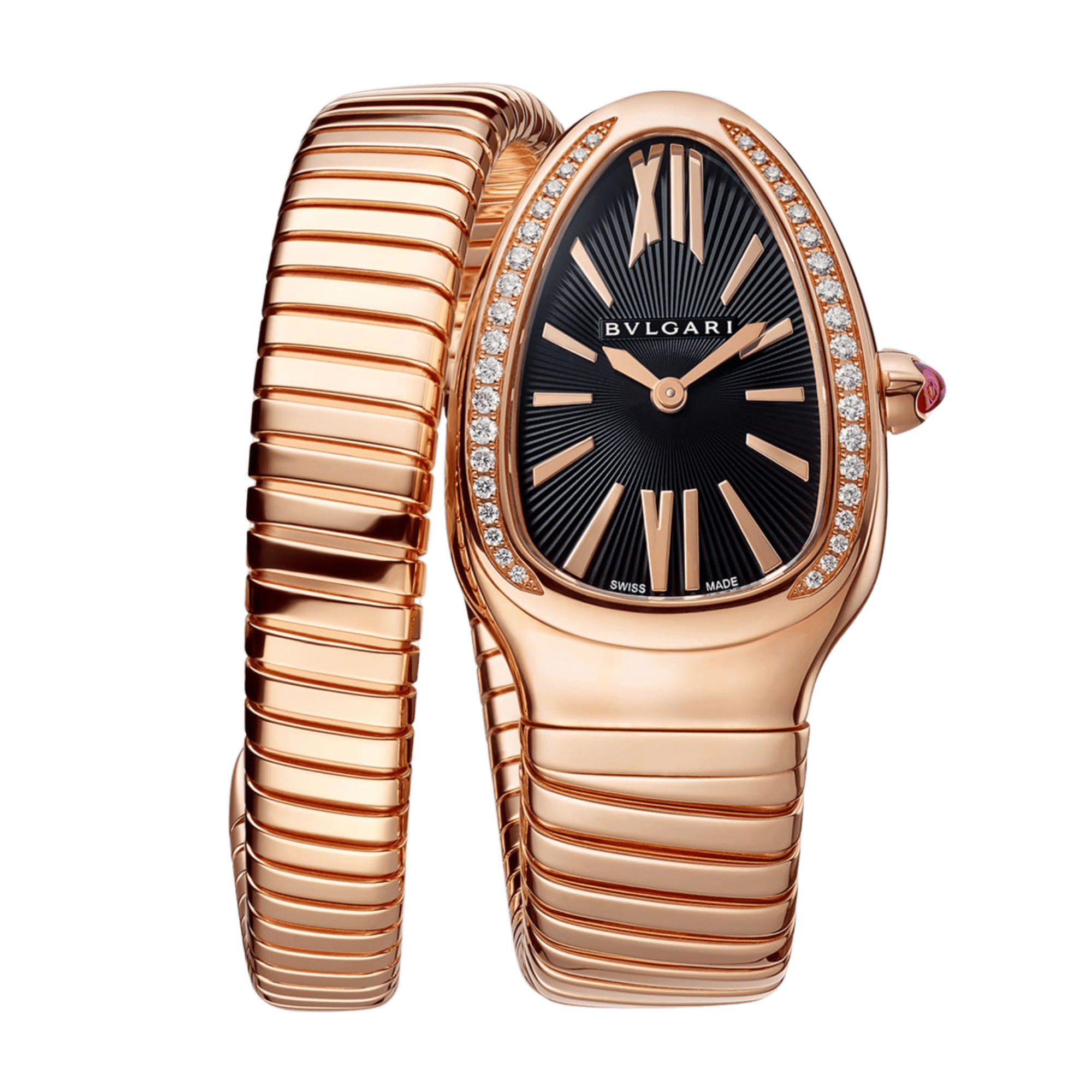 Image of Serpenti Tubogas Rose Gold Diamond Black Dial 35mm