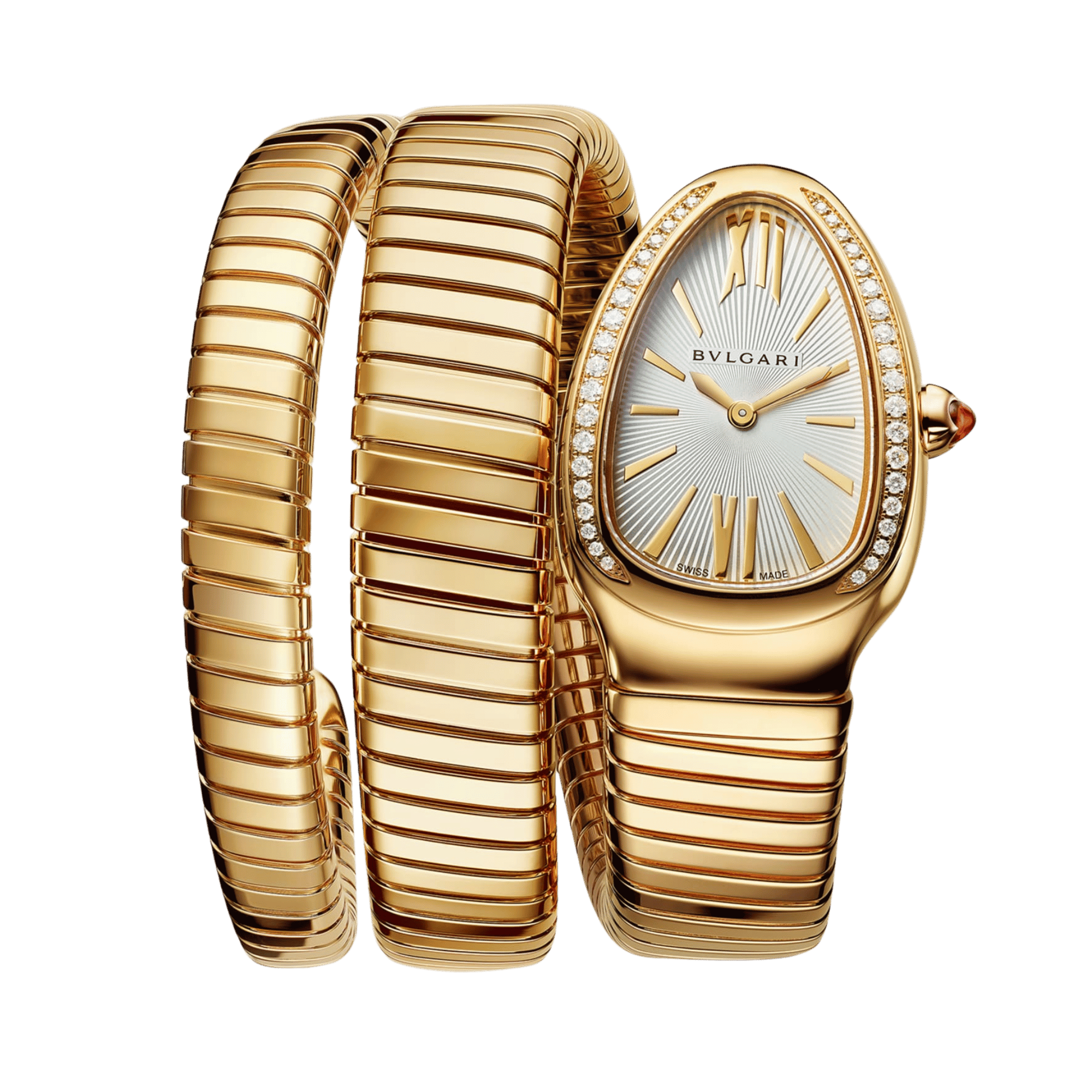 Image of Serpenti Tubogas Yellow Gold Diamond Silver Dial 35mm