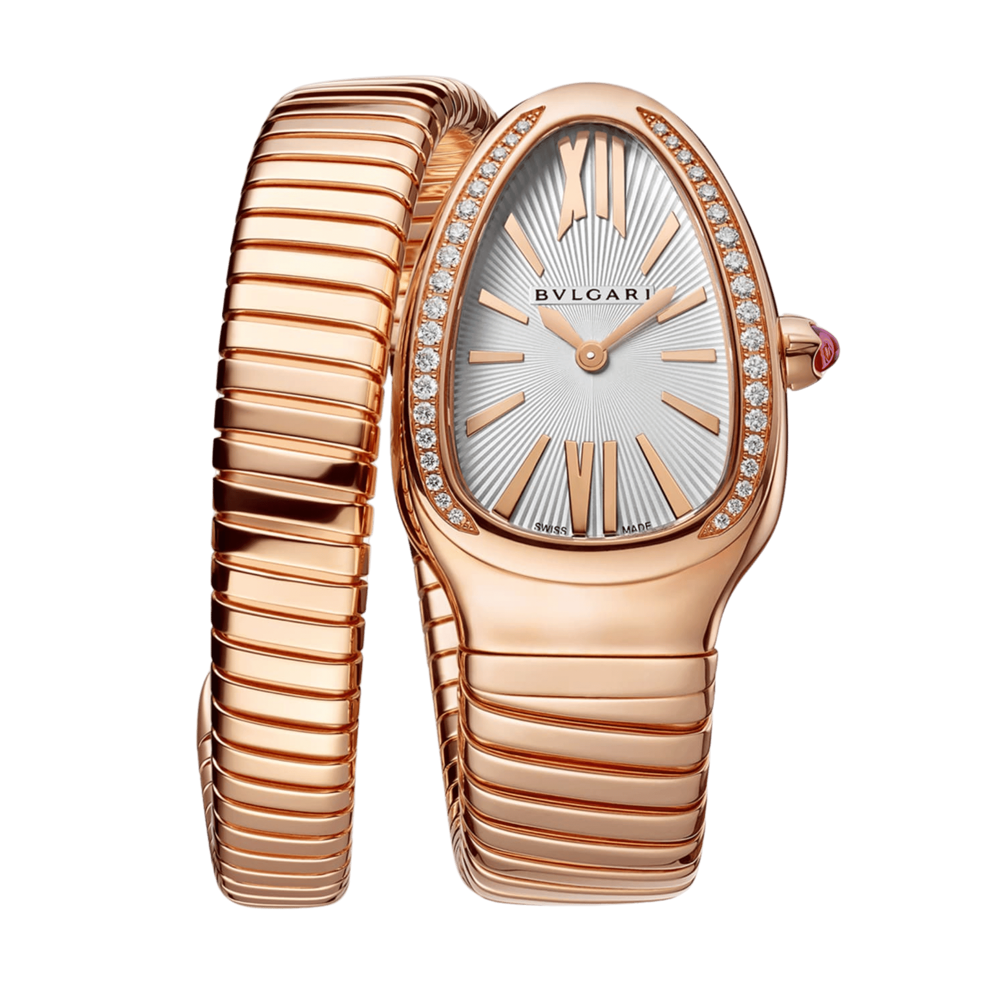 Image of Serpenti Tubogas Rose Gold Diamond Silver Dial 35mm