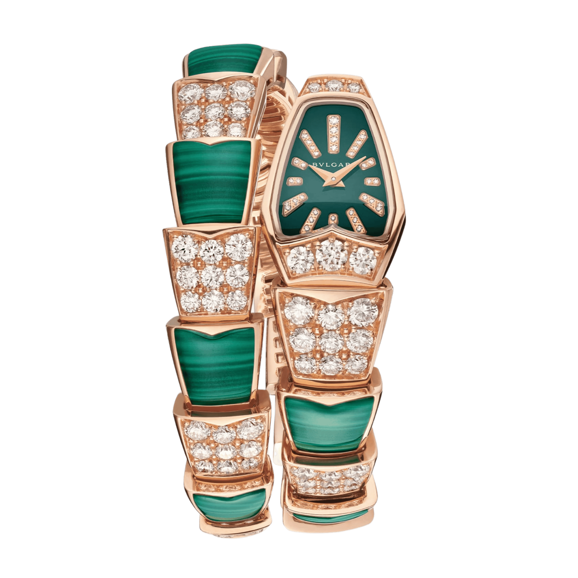 Image of Serpenti Jewelry Rose Gold Diamond Green Dial 26mm