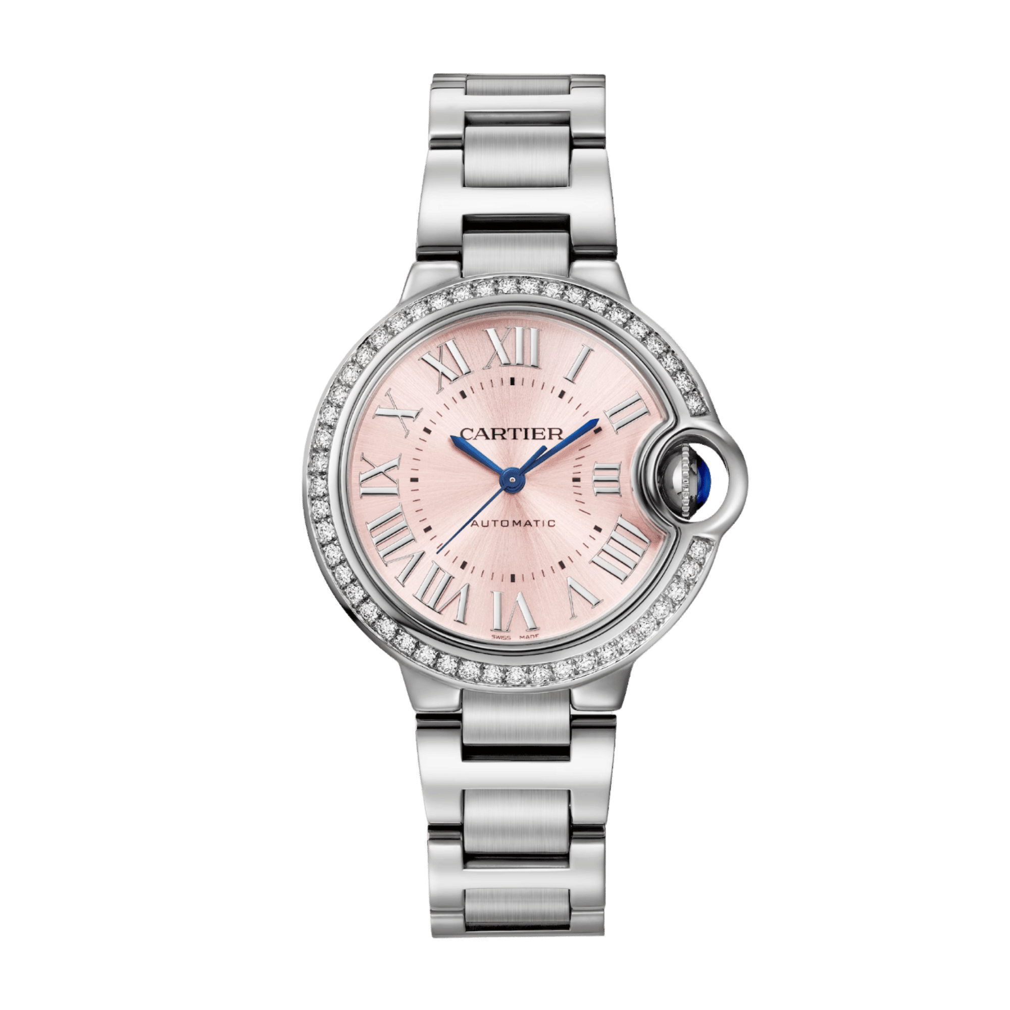 Image of Ballon Bleu de Cartier Steel Diamond Pink Dial 33mm
