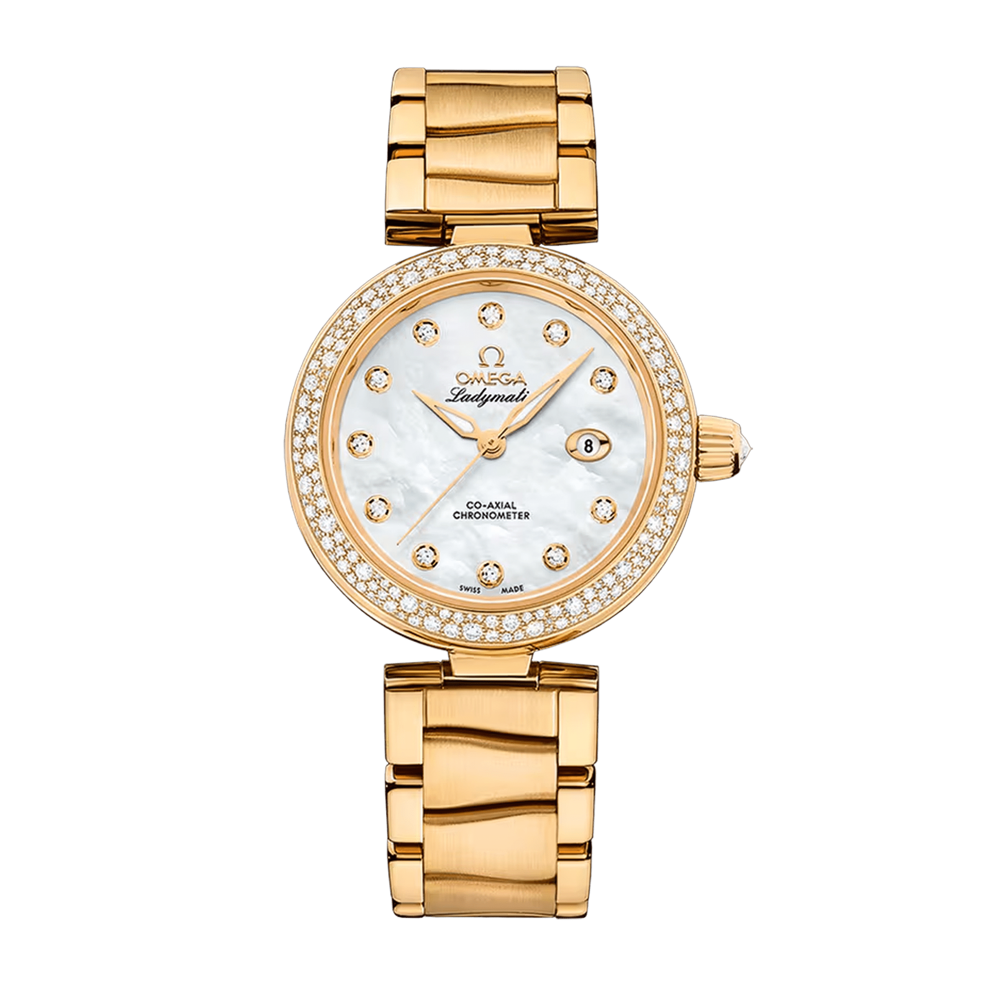Image of LadyMatic Yellow Gold Diamond Mother of Pearl Dial 34mm