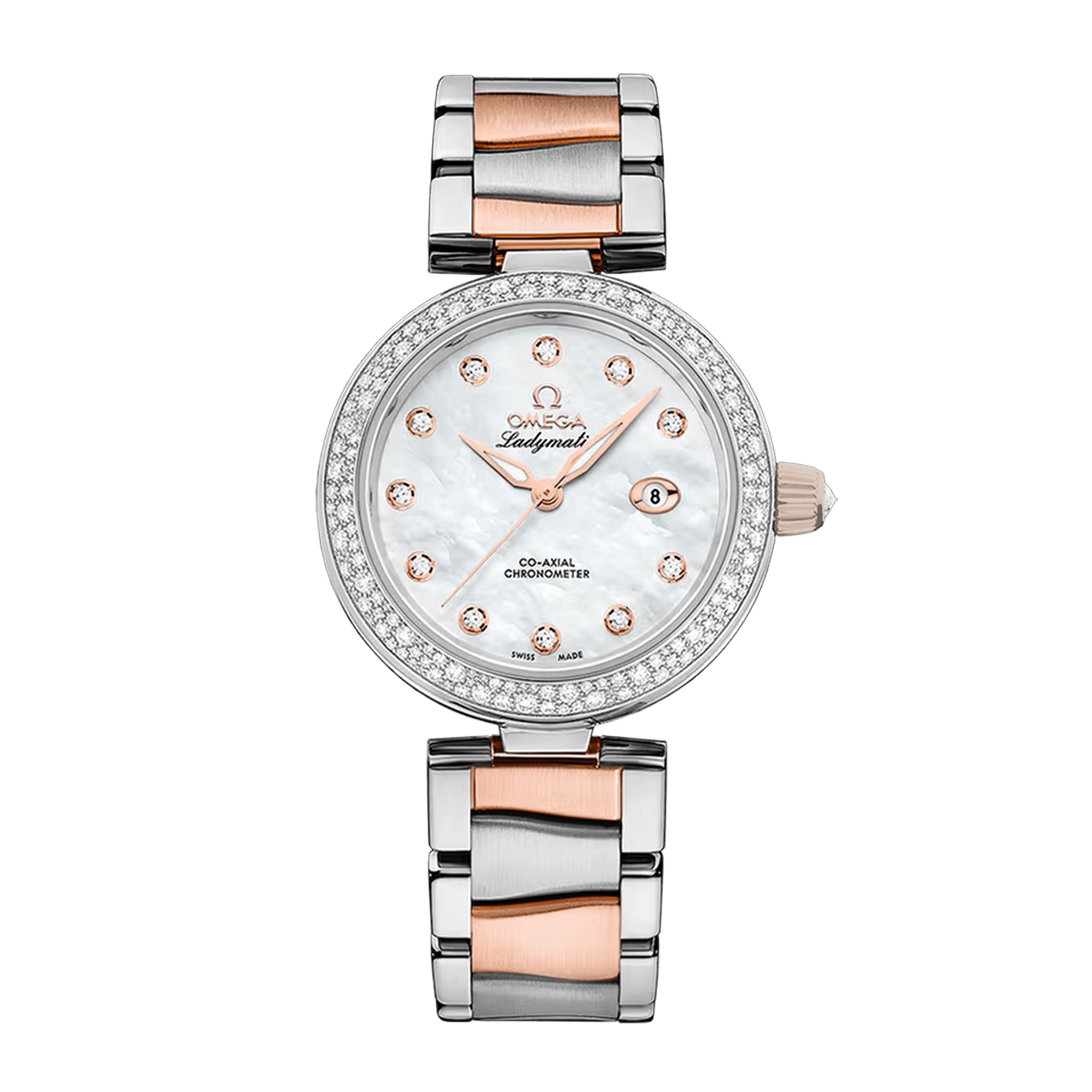 Image of LadyMatic Rose Gold & Steel Diamond Mother of Pearl Dial 34mm