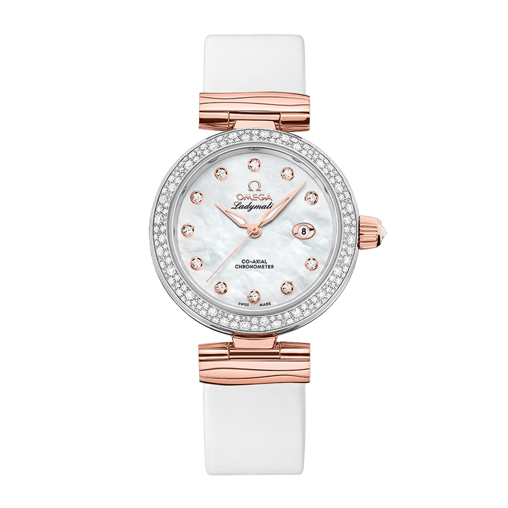 Image of LadyMatic Rose Gold & Steel Diamond Mother of Pearl Dial 34mm