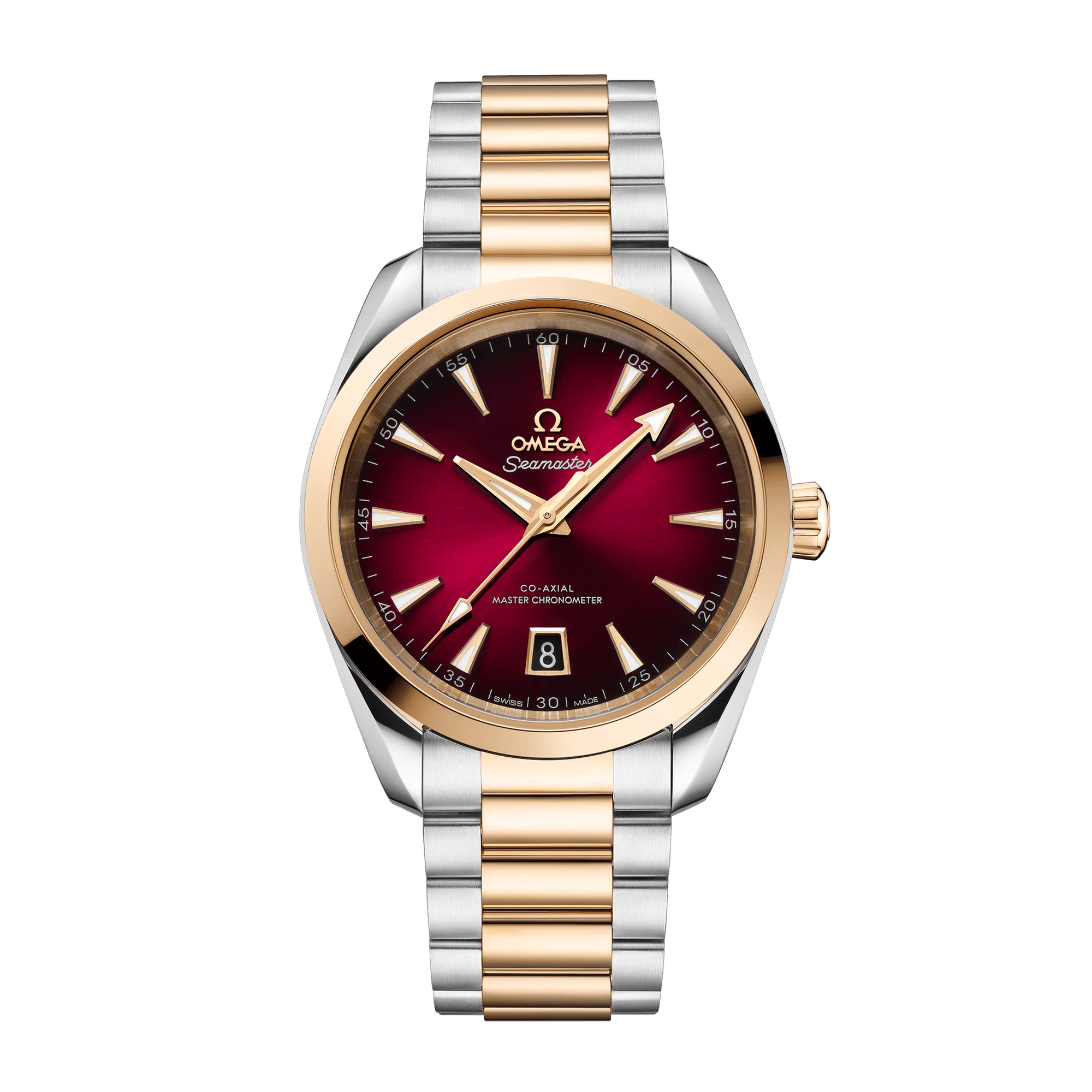 Image of Aqua Terra Yellow Gold & Steel Red Dial 38mm